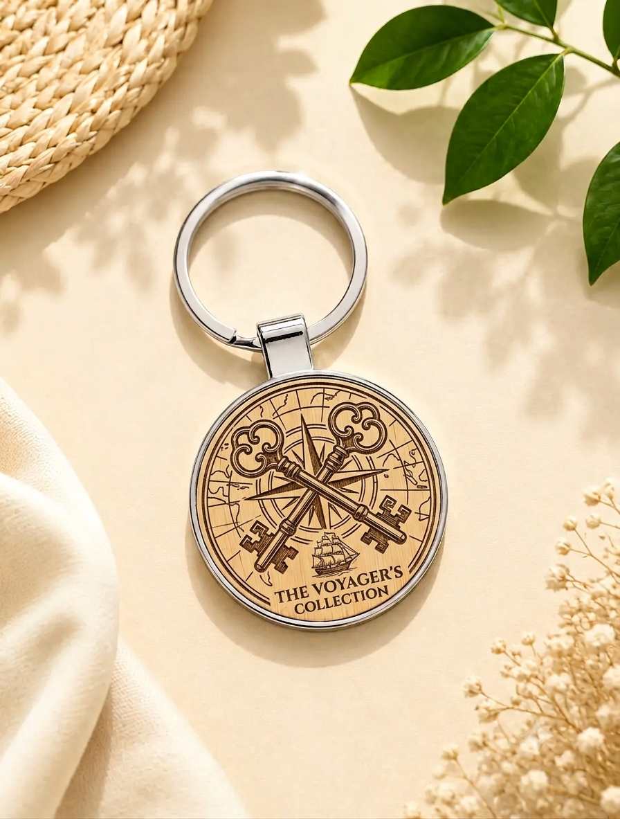 Bamboo Round Premium Keychain