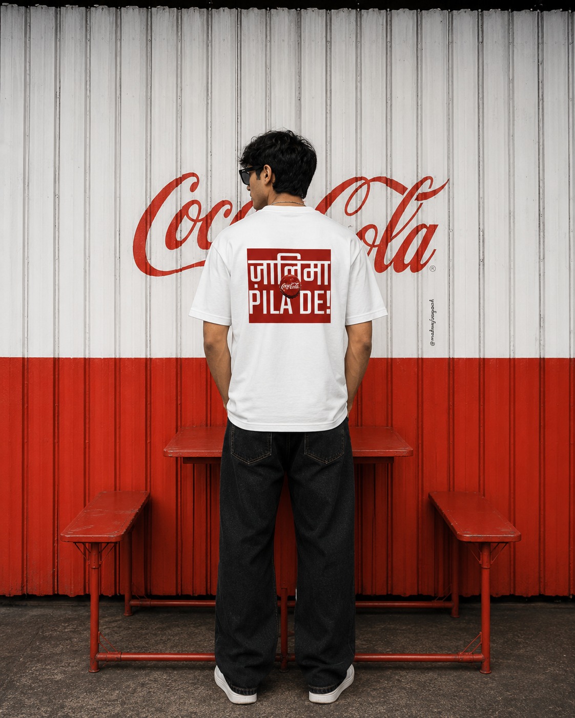  COCA COLA White Cotton Oversize 220GSM Round Neck Tshirts