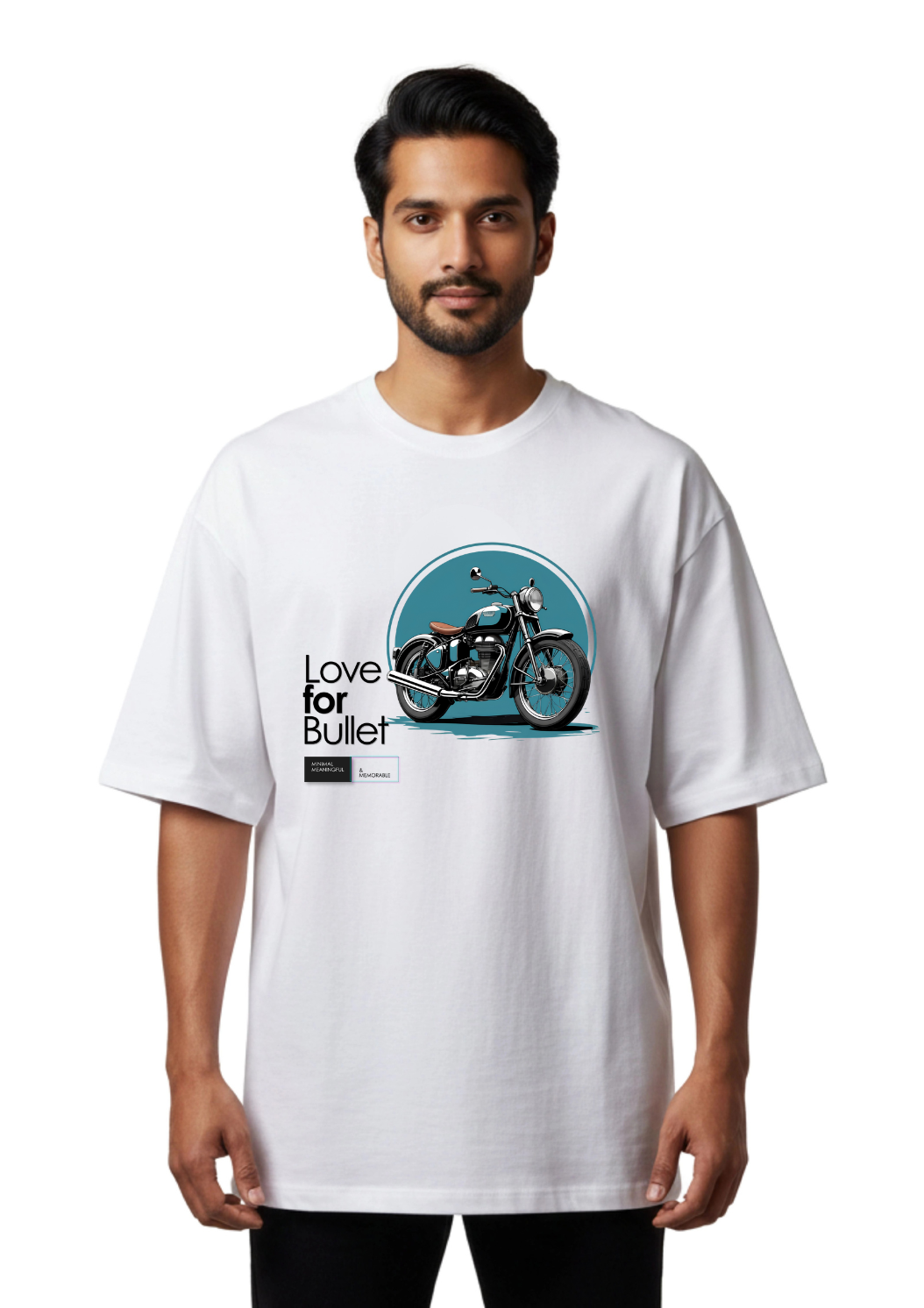 Motorcycle, Bullet, Graphic, Oversized, Men, French Terry, 240 GSM, White