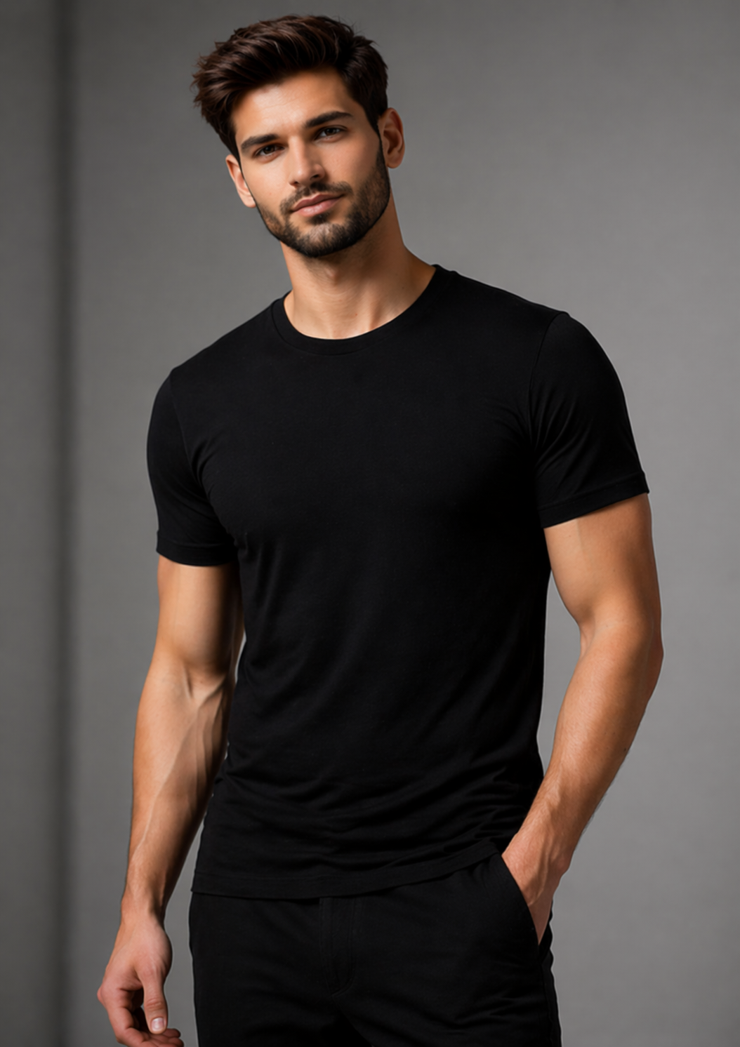 Black Cotton Lycra 180 GSM Round Neck Men’s T-Shirt