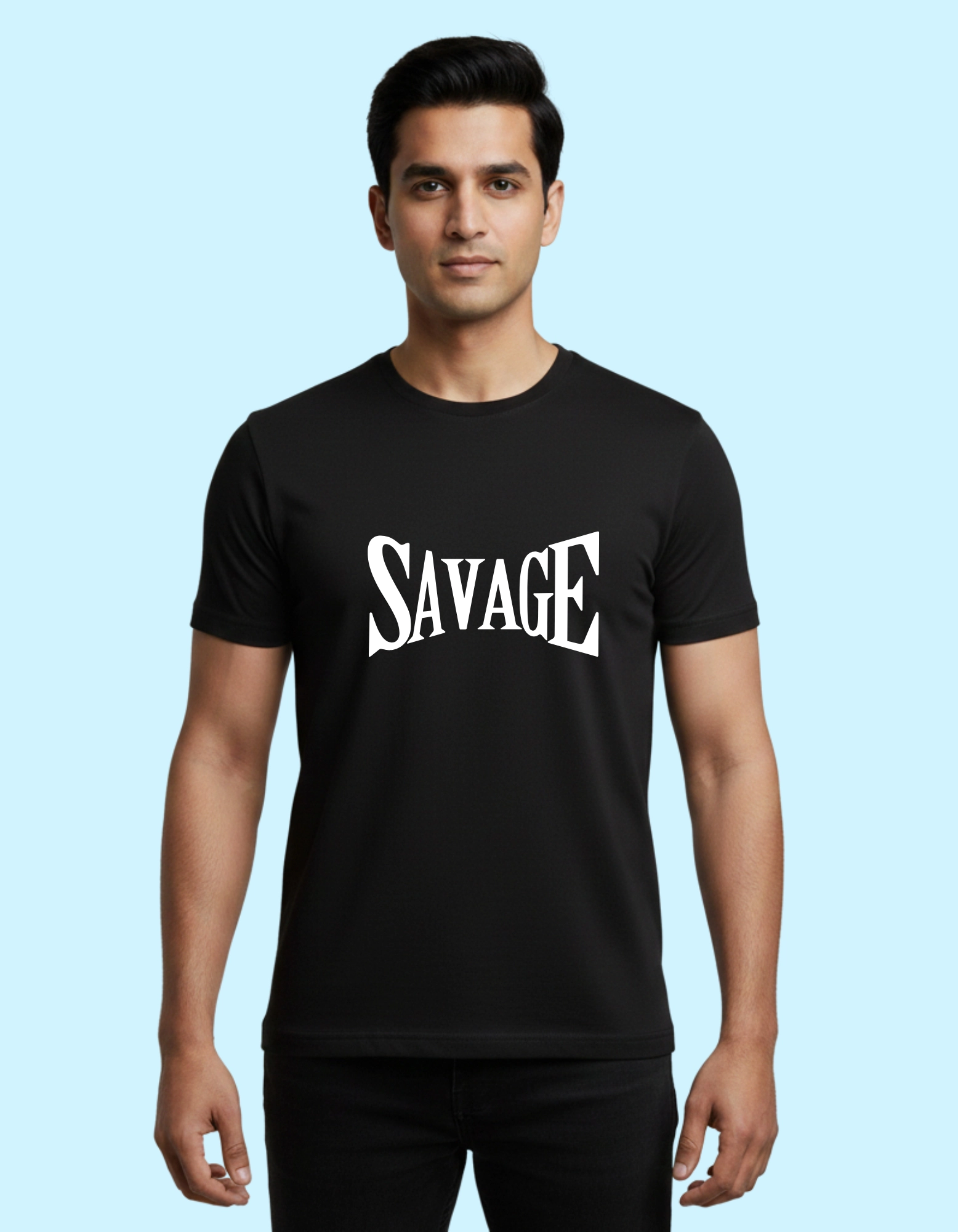 Savage Core Cotton Round Neck 180GSM Half Sleeve Tshirts Black