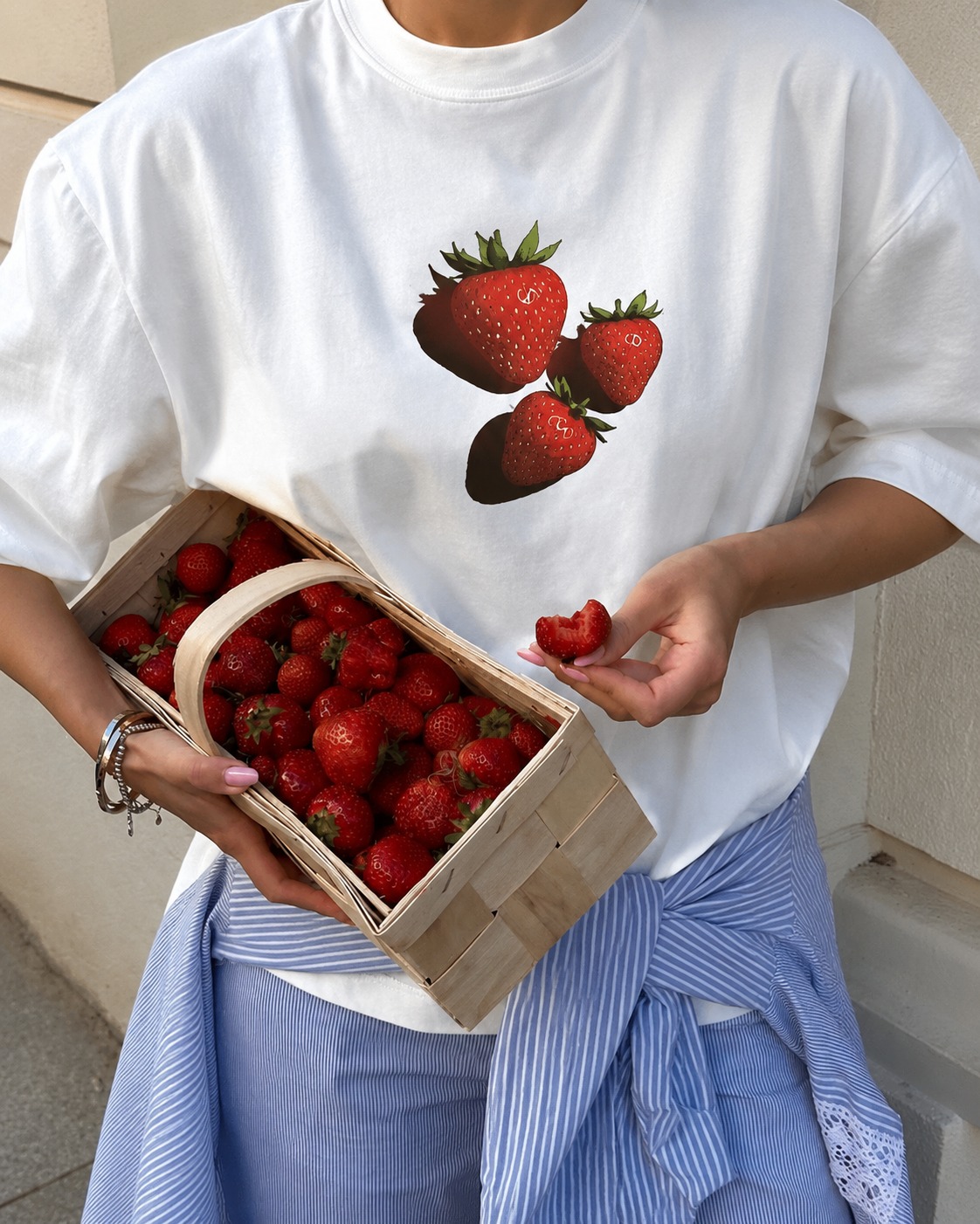  CHERRY White Cotton Oversize 220GSM Round Neck Tshirts