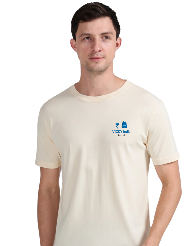 Cream Cotton Round Neck 180GSM Half Sleeve T-shirts