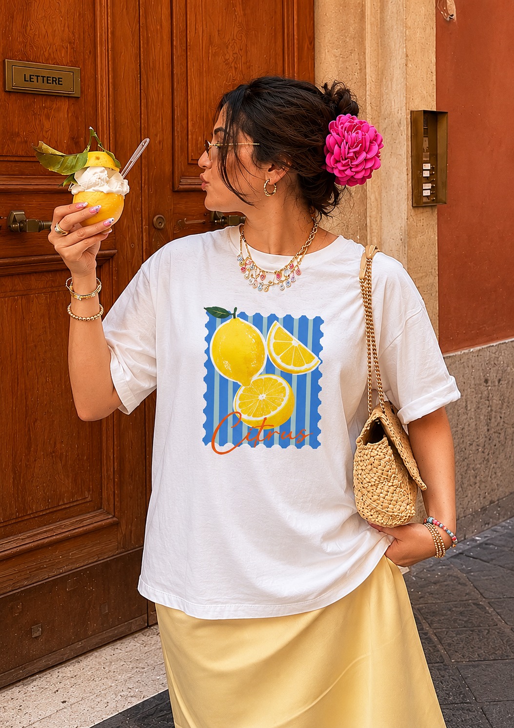  CITRUS White Cotton Oversize 220GSM Round Neck Tshirts