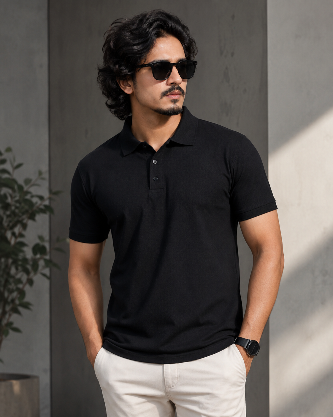 Black Polycotton Polo Half Sleeve 220 GSM TShirts