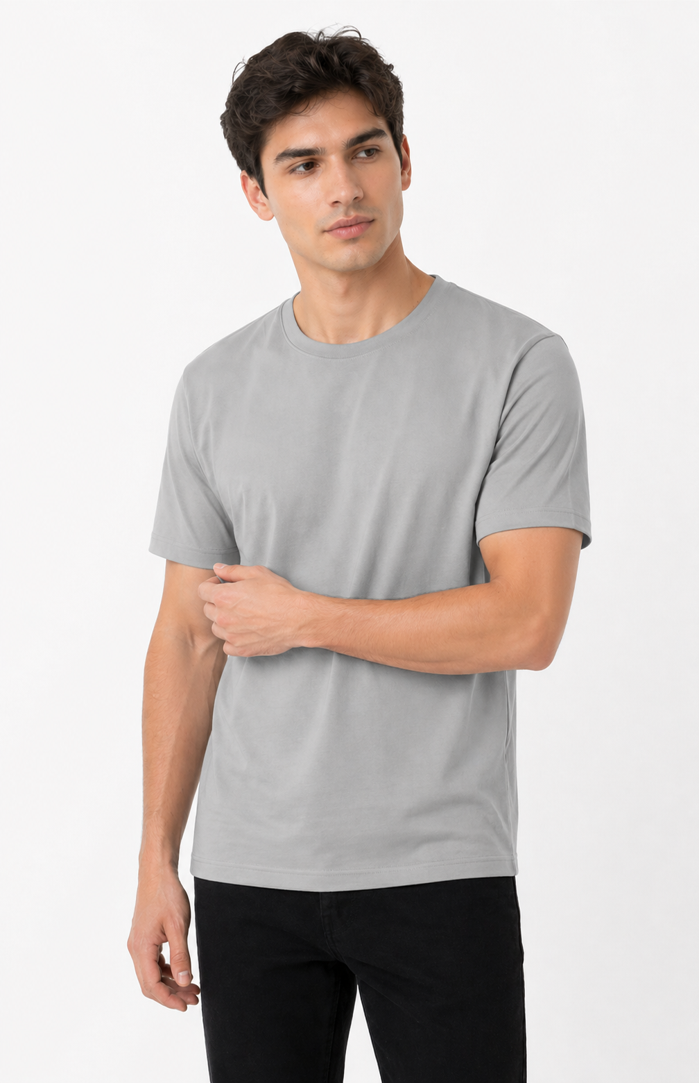 Grey Polycotton 180 GSM Round Neck Men’s T-Shirt