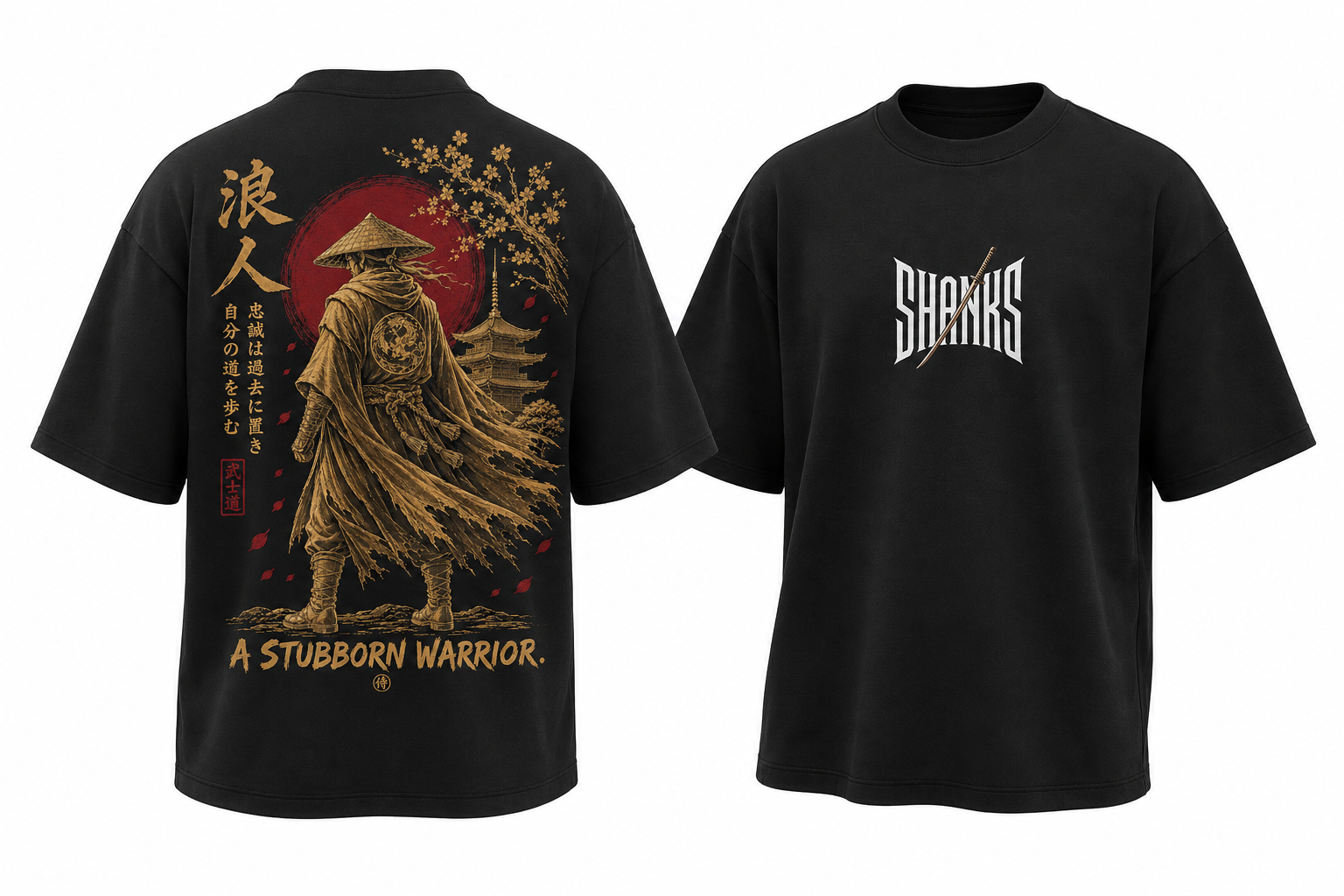 Warrior Black Oversized 240 GSM French Terry Tshirt
