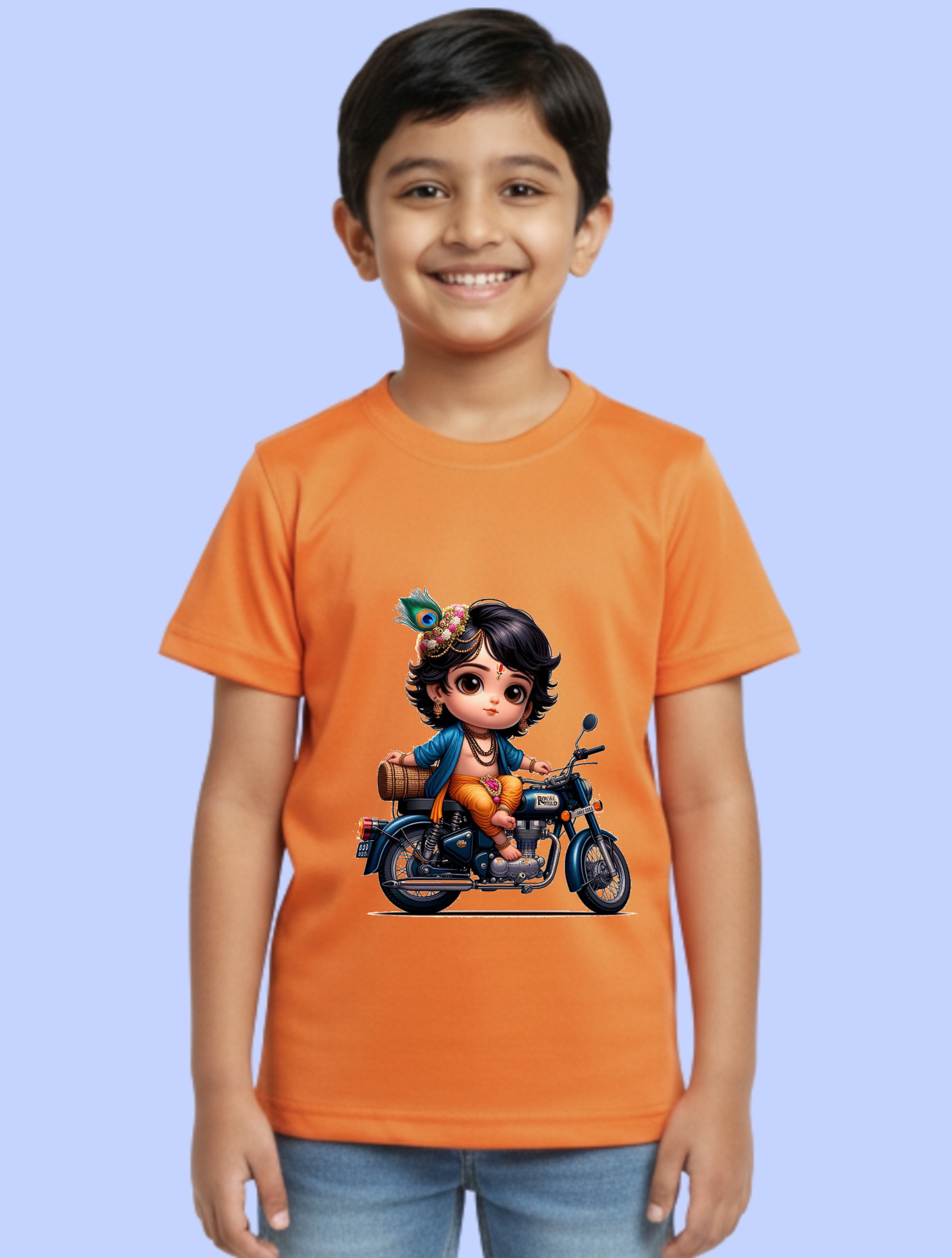 Orange Kids Polyester 100GSM Round Neck T-shirt
