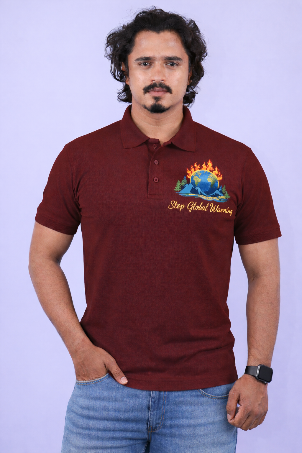 Nisarga's Unisex Maroon Polycotton Polo Half Sleeve 220 GSM TShirts