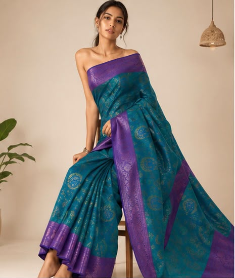 Aphriella Deep Teal Designer Art Silk Saree