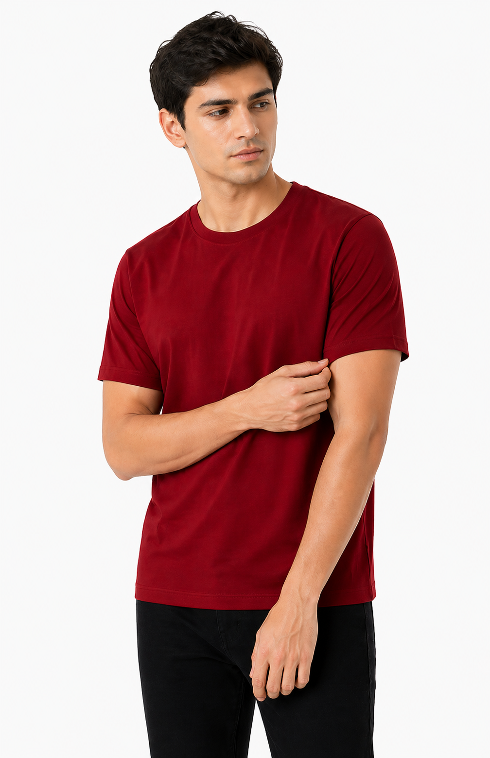 Maroon Polycotton 180 GSM Round Neck Men’s T-Shirt