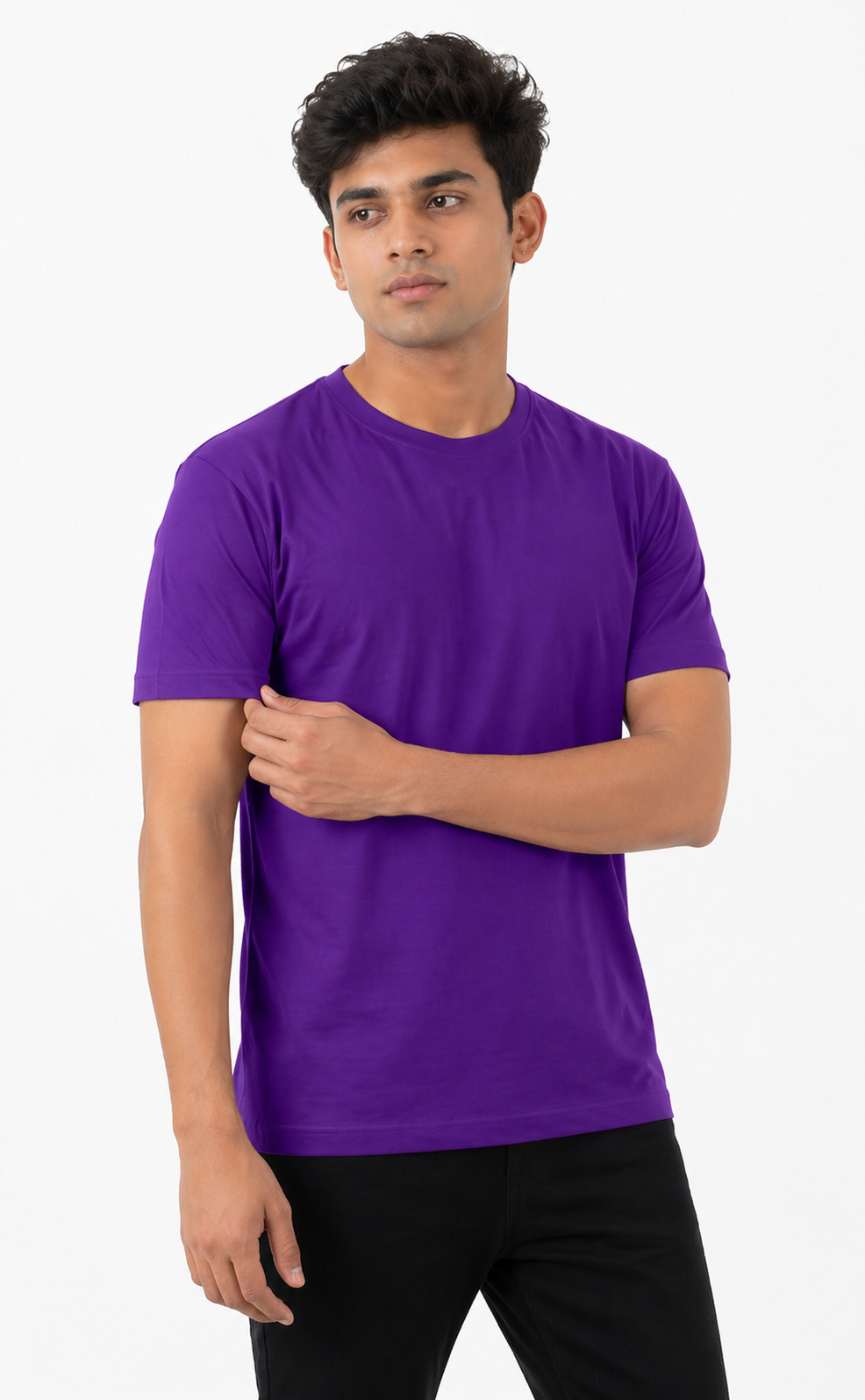 Purple Polycotton 180 GSM Round Neck Men’s T-Shirt
