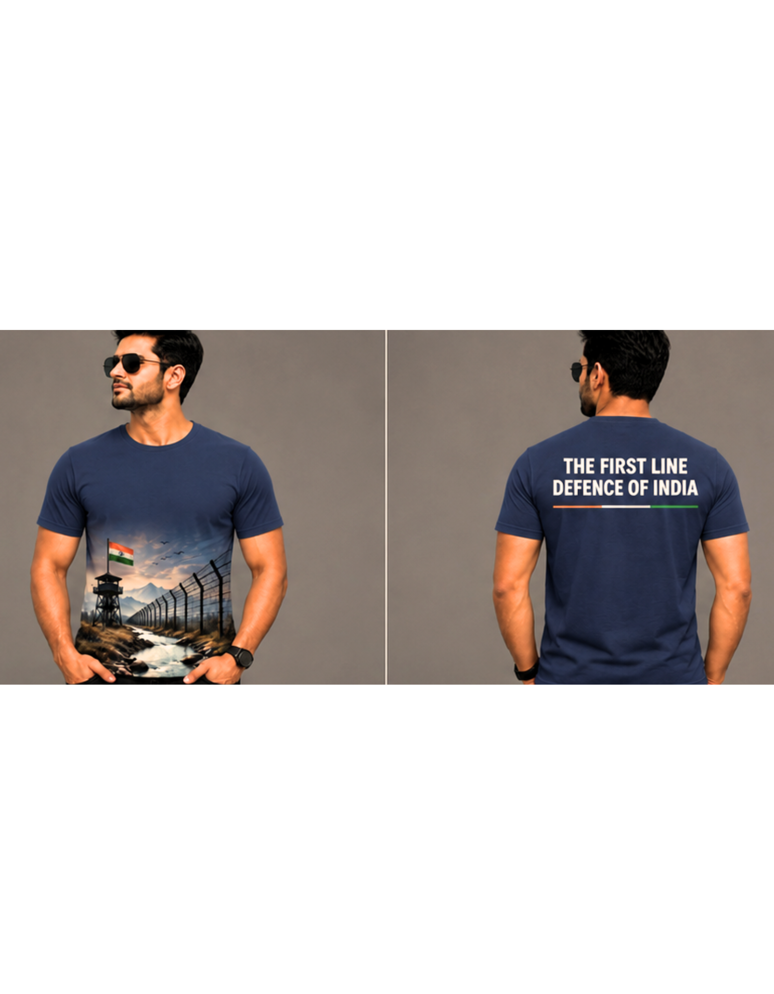Apna cart Navy Premium Dot Knit Round Neck Half Sleeve 180 GSM Patriotic influenced TShirts