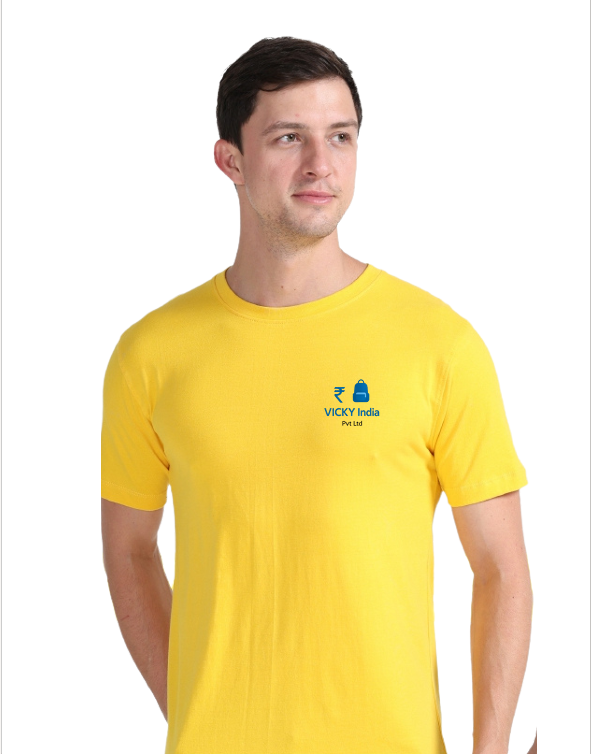 Light Yellow Cotton Round Neck 180GSM Half Sleeve T-shirts