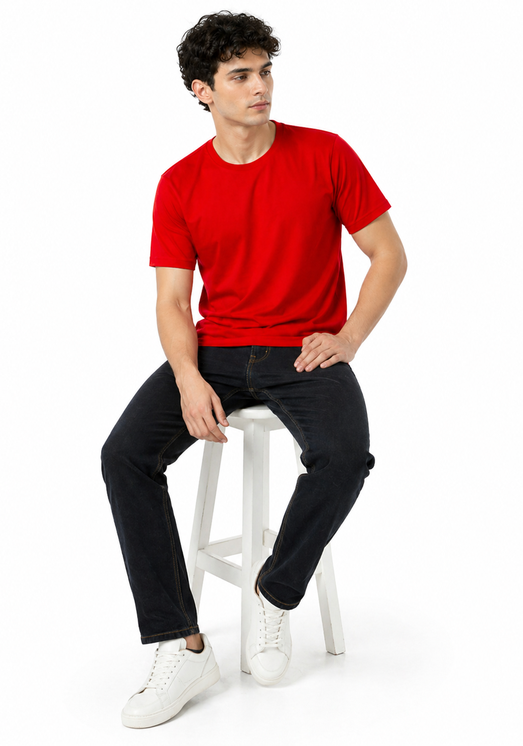 Red Polycotton 180 GSM Round Neck Men’s T-Shirt