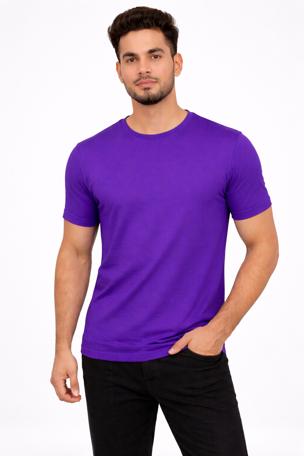 Men’s Cotton Regular Fit Round Neck T-Shirt 180 GSM Violet