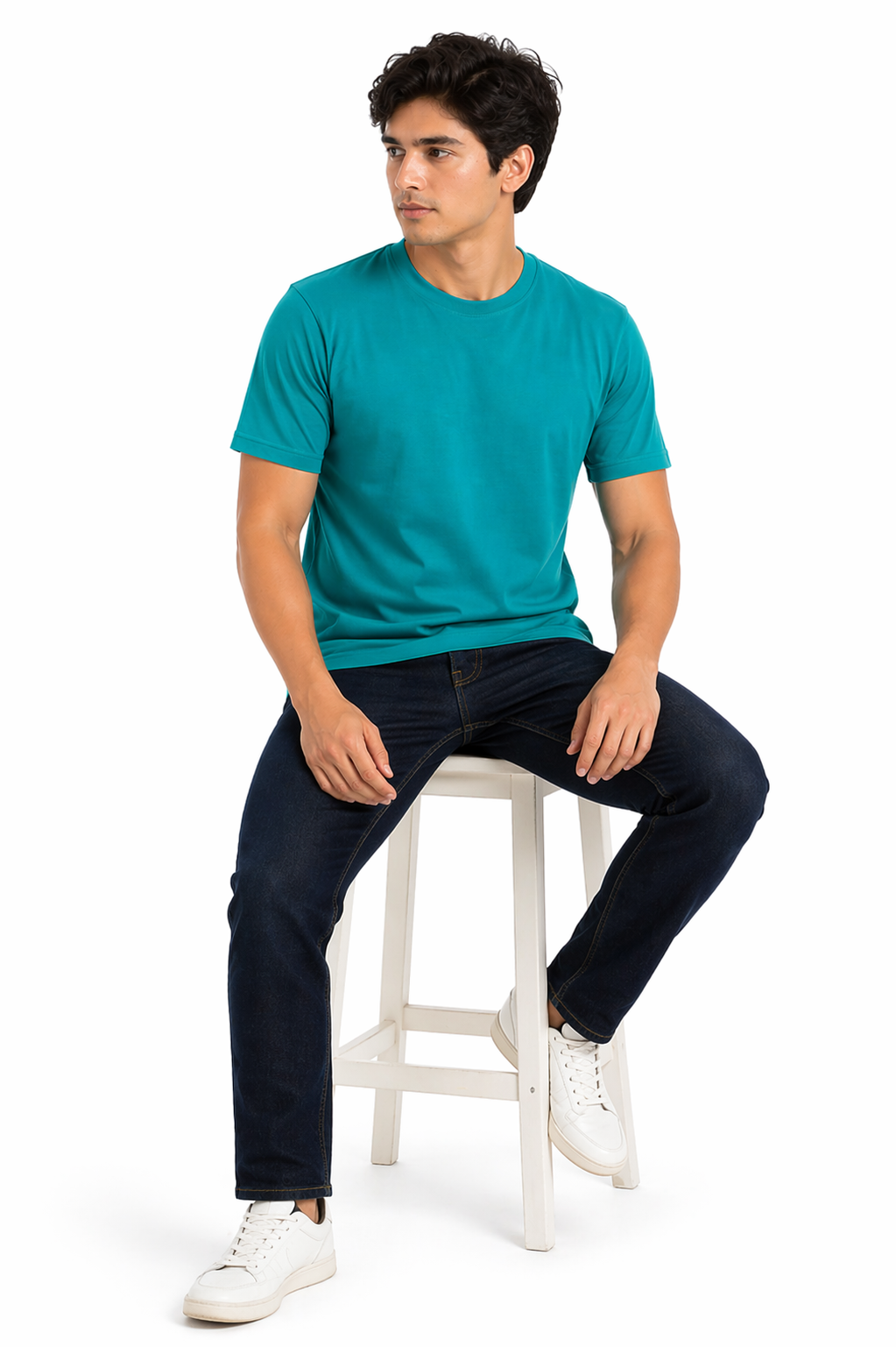 Teal Cotton 180 GSM Regular Fit Round Neck Men’s T-Shirt