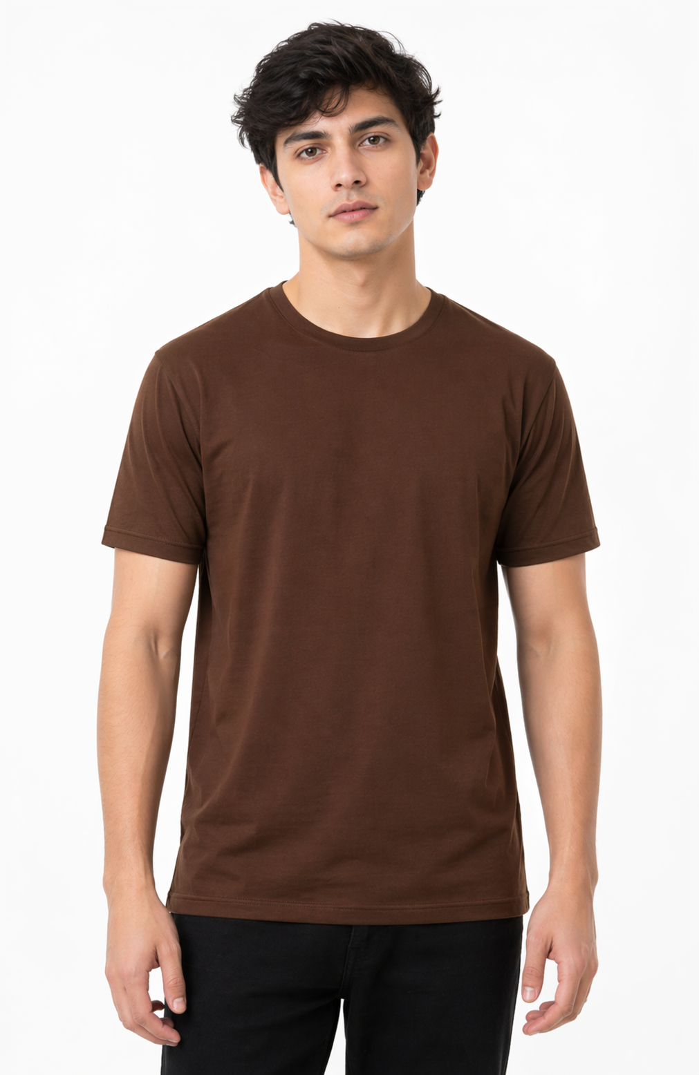 Chocolate Color Cotton 180 GSM Regular Fit Round Neck Men’s T-Shirt