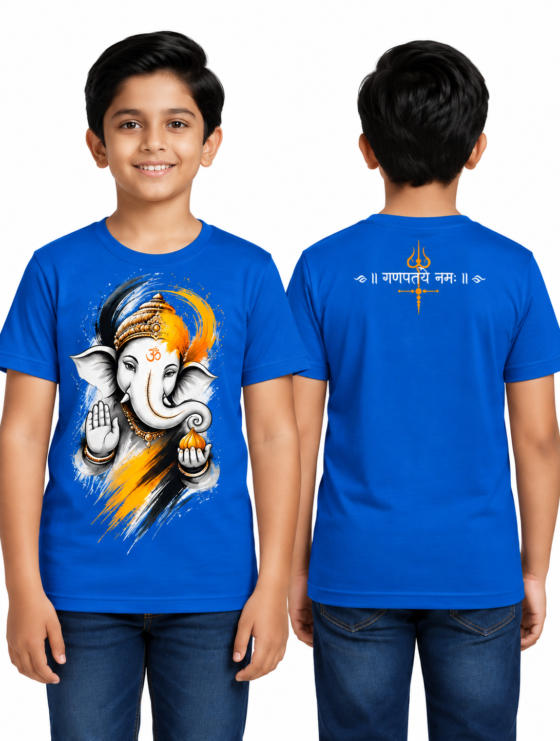 Apnacart.com Ganesha logo Royal Blue Kids Polyester 140GSM Round Neck Tshirt