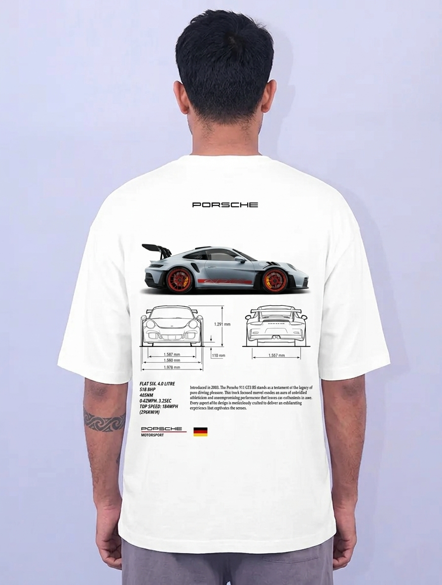 White Oversize Cotton French Terry Half Sleeve T-Shirt – 240 GSM | KPJ Garments | Porche