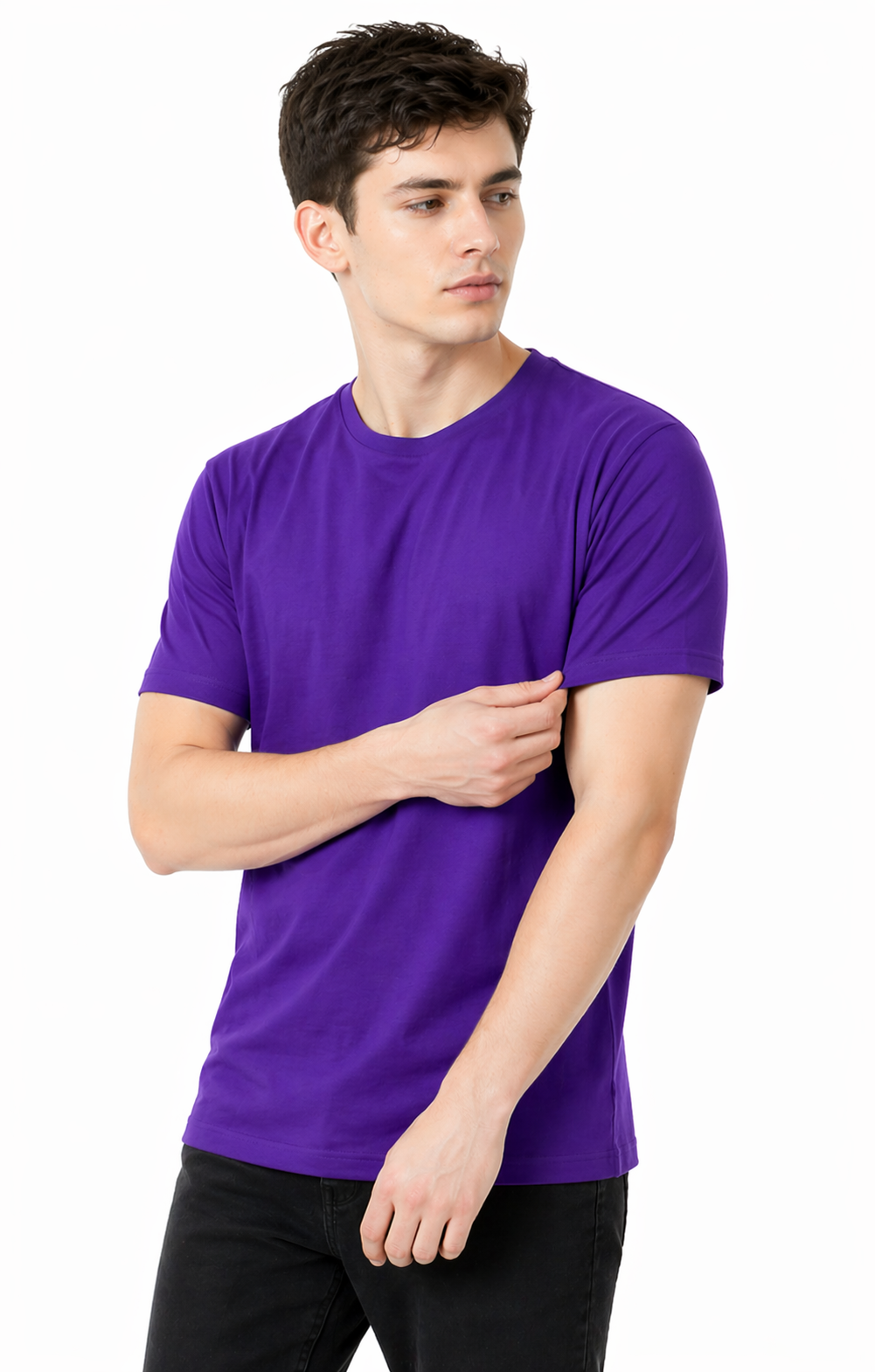Purple Cotton 180 GSM Regular Fit Round Neck Men’s T-Shirt