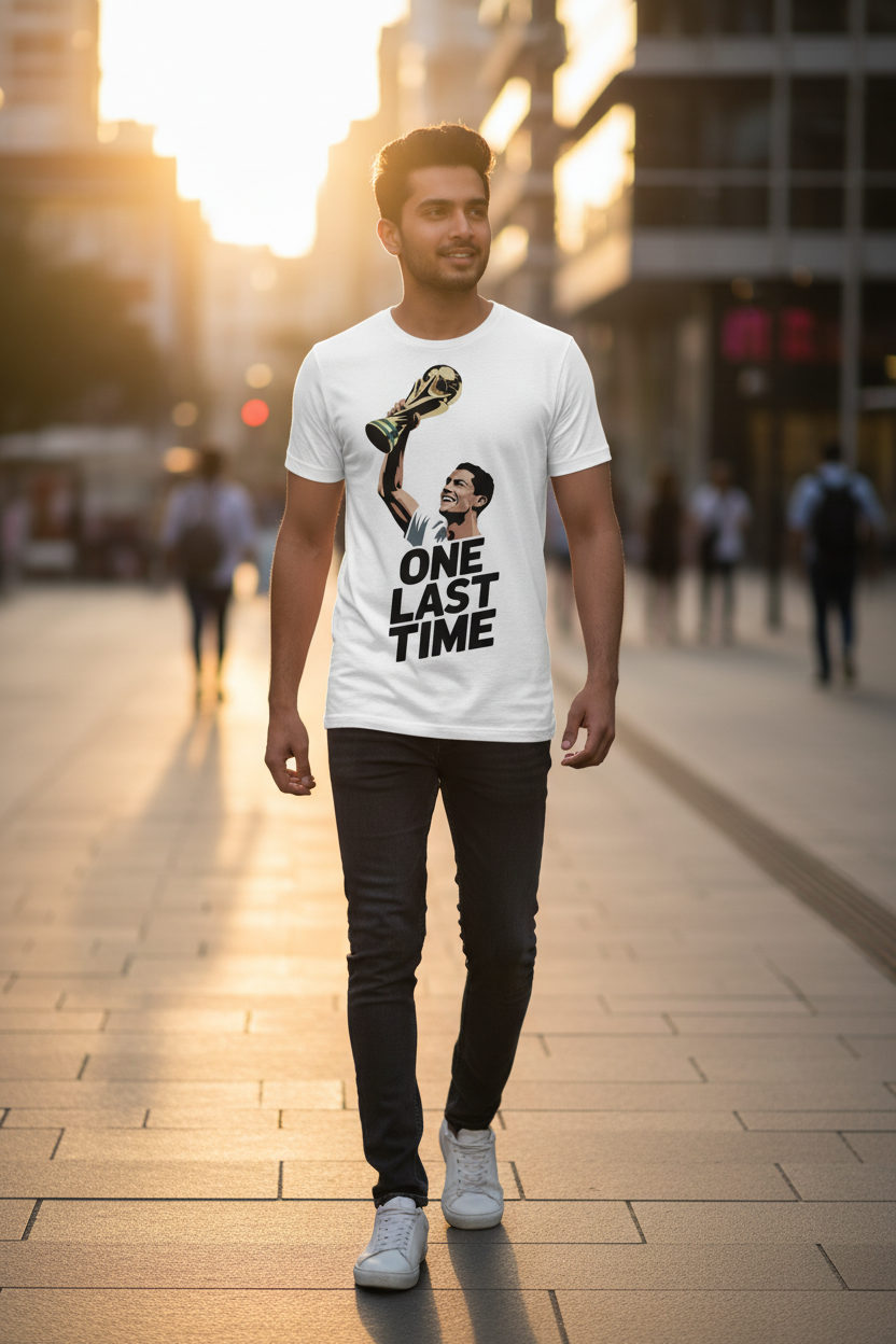 Ronaldo White Cotton Round Neck 180GSM Half Sleeve Tshirts