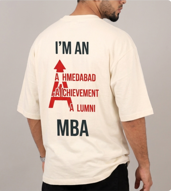 IIM-Ahmedabad Cream Cotton Oversize 220GSM Round Neck Tshirts