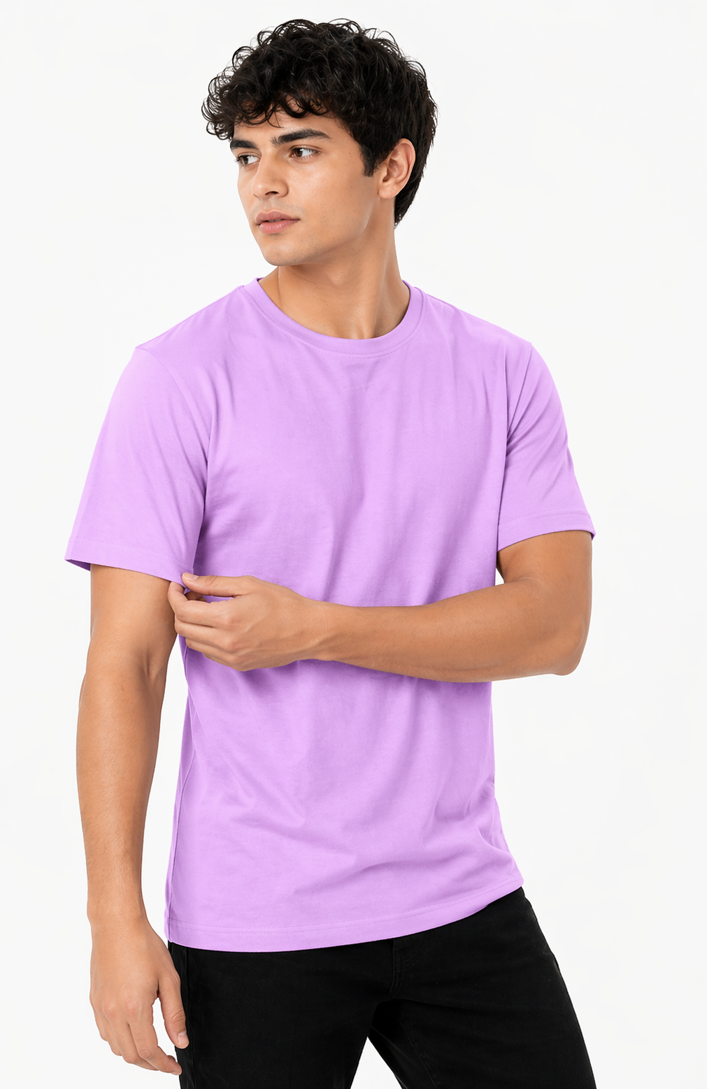 Lilac Cotton 180 GSM Regular Fit Round Neck Men’s T-Shirt