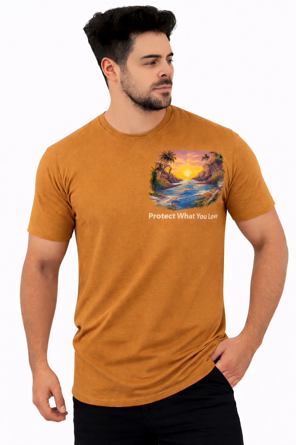 Nisarga's Unisex Dark Biscuit Cotton Round Neck 180GSM Half Sleeve T-shirts