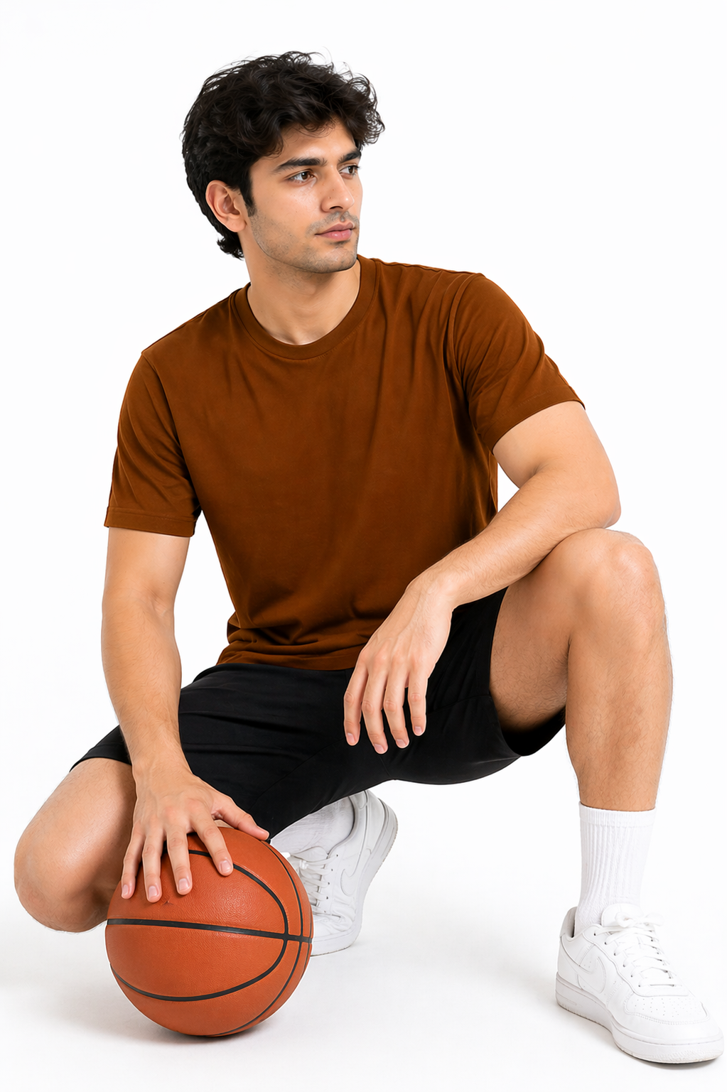 Brown Cotton 180 GSM Regular Fit Round Neck Men’s T-Shirt