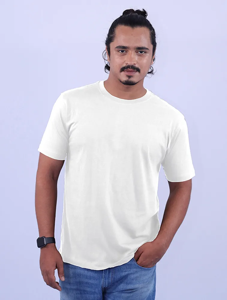 White Cotton Round Neck 180GSM Half Sleeve T-Shirts