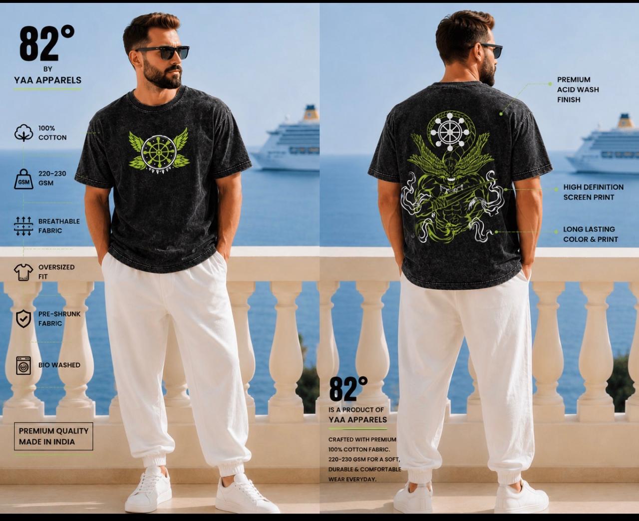 82° by YAA Apparels – Premium Acid Wash Oversized T-Shirt