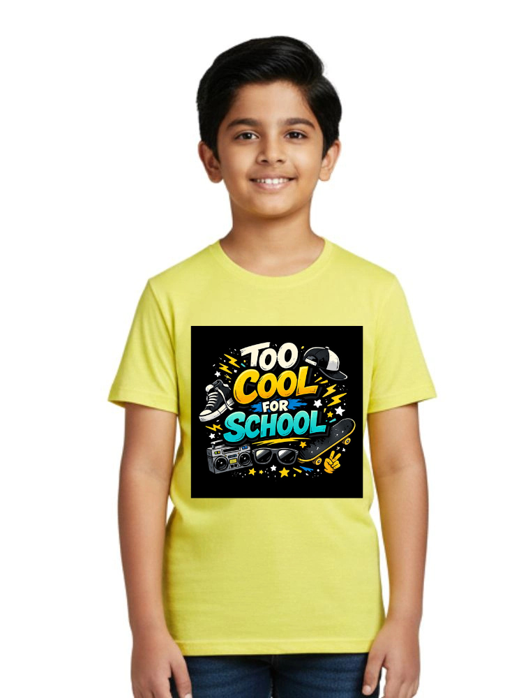 Lemon Yellow Kids Polyester Round Neck 100GSM Tshirts