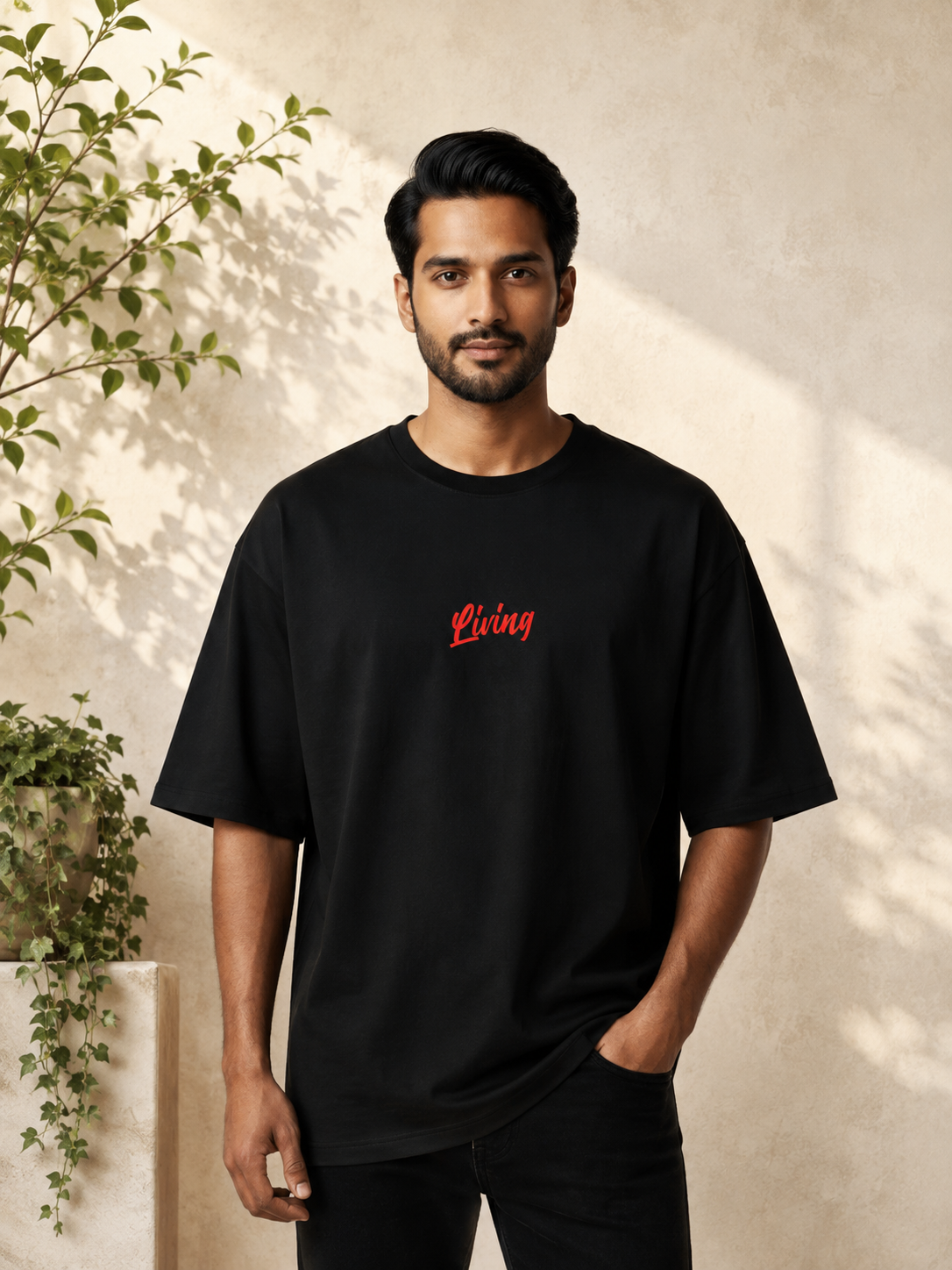 Slow Living Oversized Cotton French Terry T-Shirt 240 GSM Black