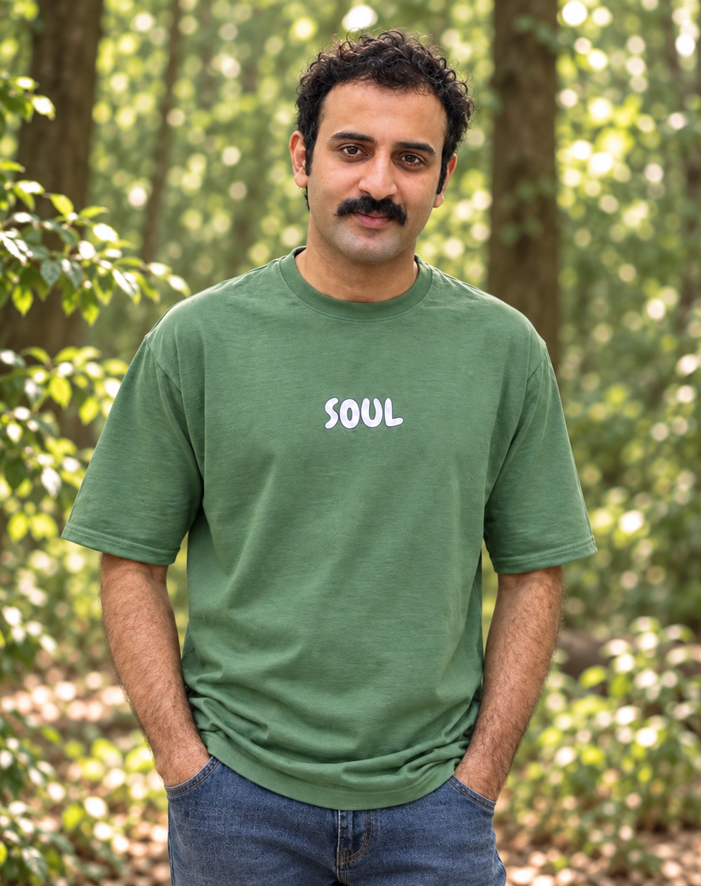 Soul Oversized Cotton French Terry T-Shirt 240 GSM D Green