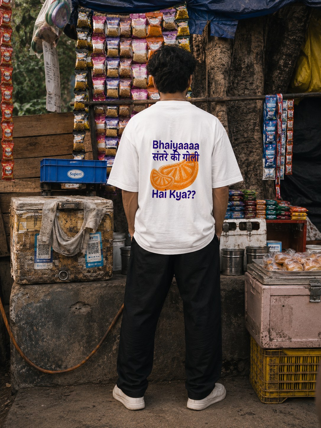  SANTRE KI GOLI White Cotton Oversize 220GSM Round Neck Tshirts