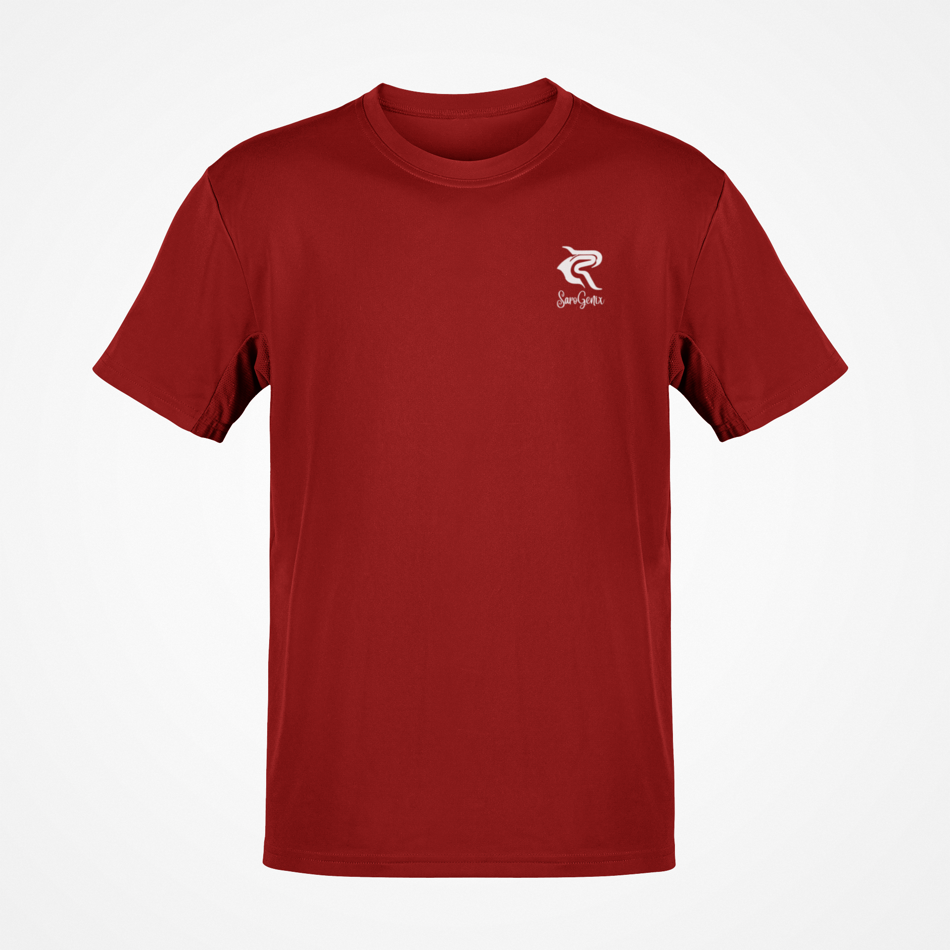 SaroGenix Maroon Embroidery - 180 GSM Cotton Tshirt