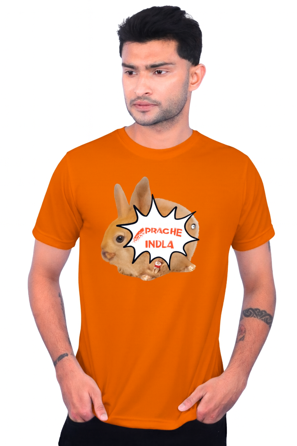 Orange Polyester Round Neck 140GSM Tshirts