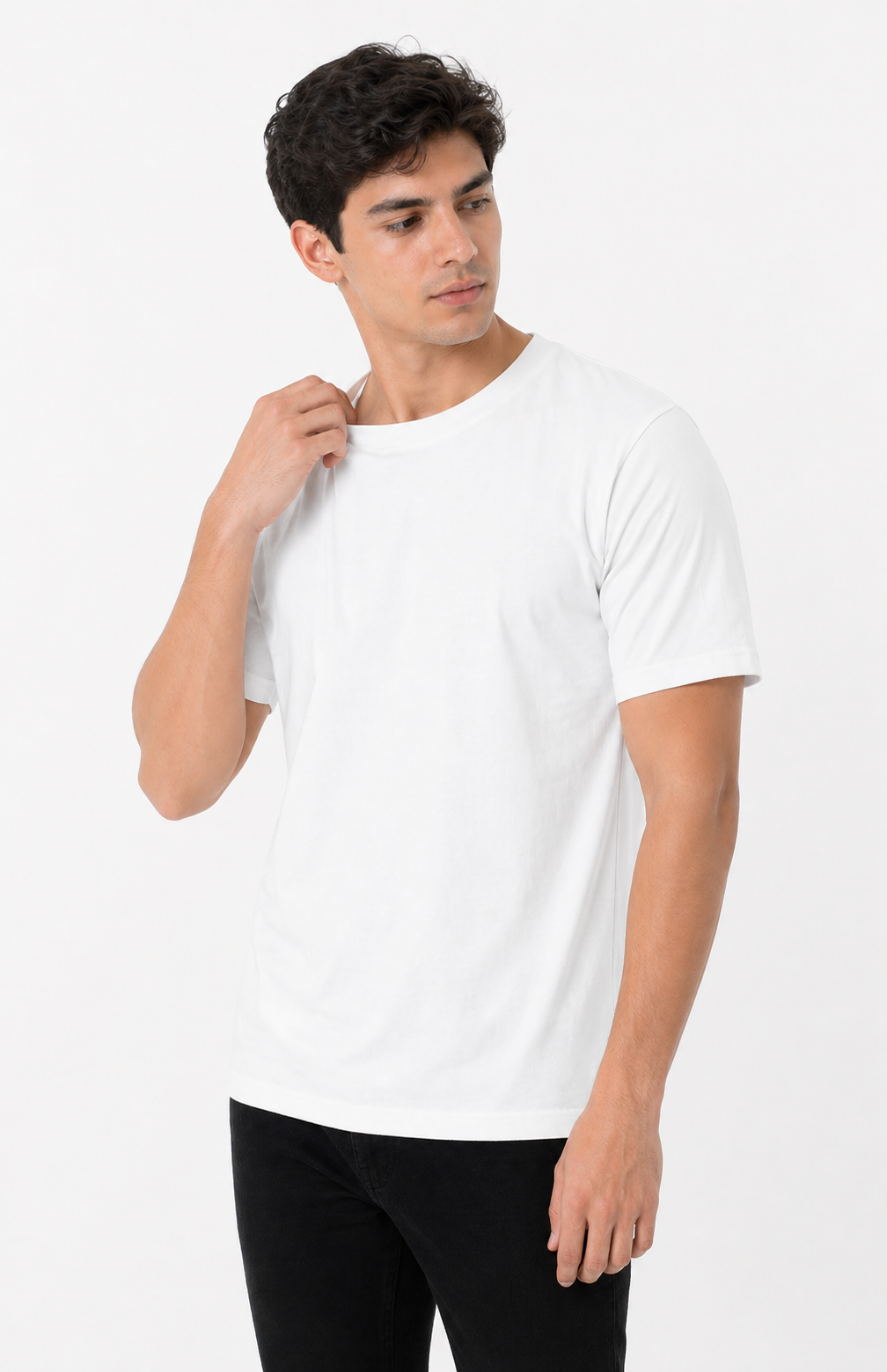 White Polycotton 180 GSM Round Neck Men’s T-Shirt