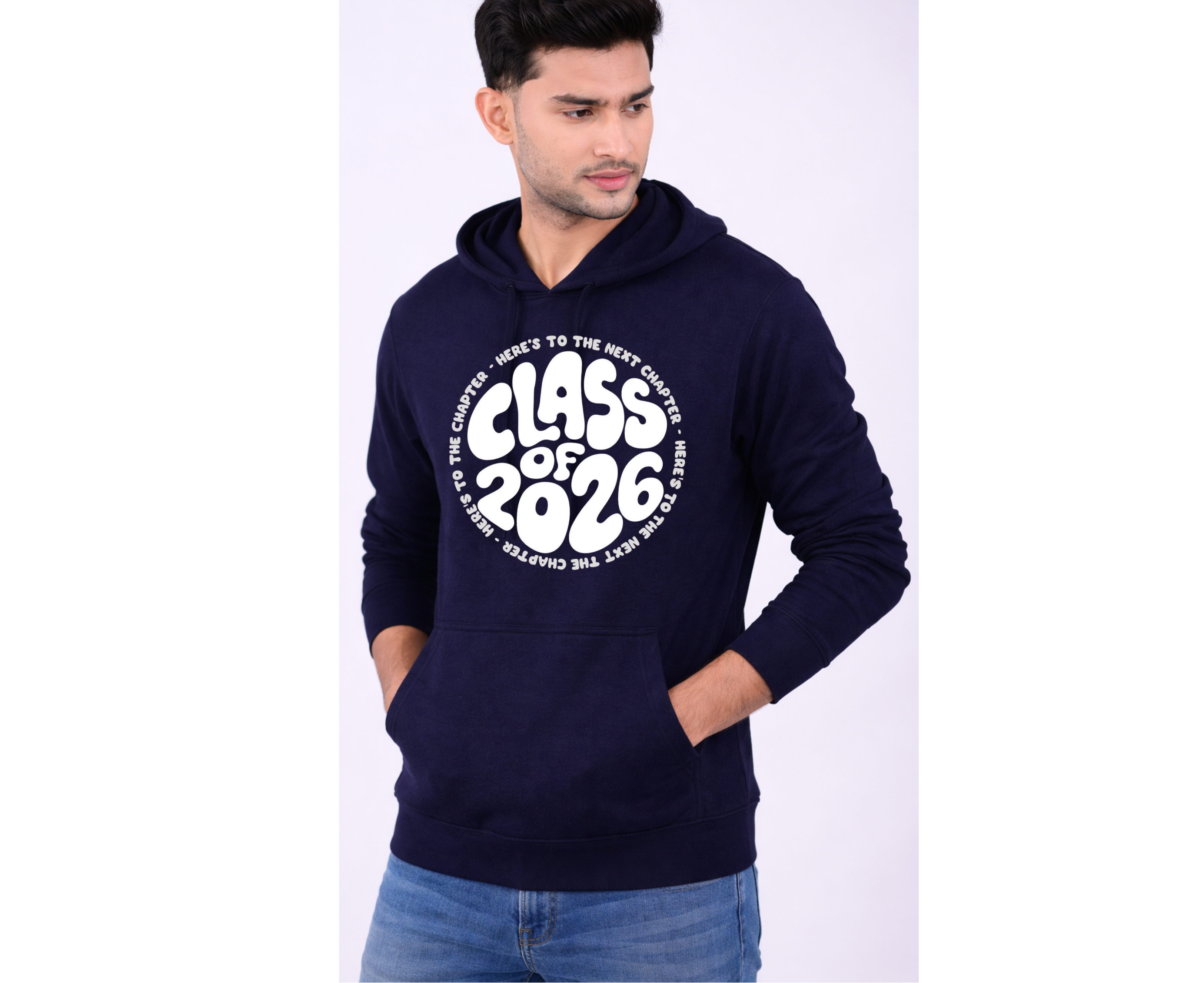 Navy Blue Polycotton Hoodie without Zipper | 100% Pure Cotton With 300 GSM