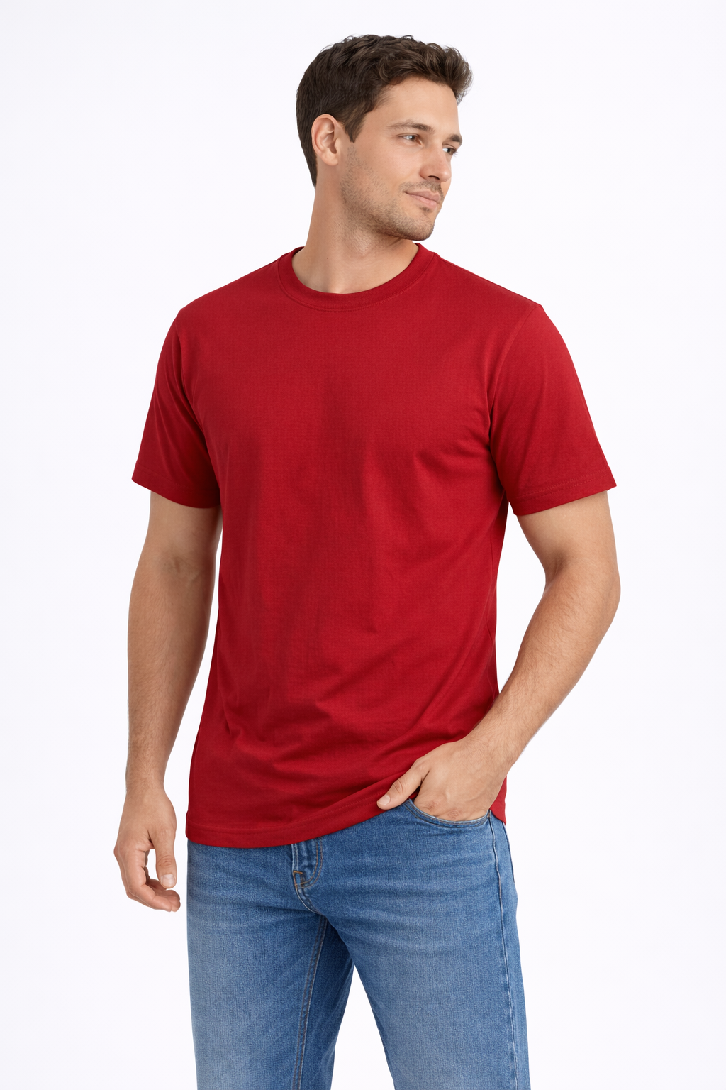 Red Cotton 180 GSM Regular Fit Round Neck Men’s T-Shirt