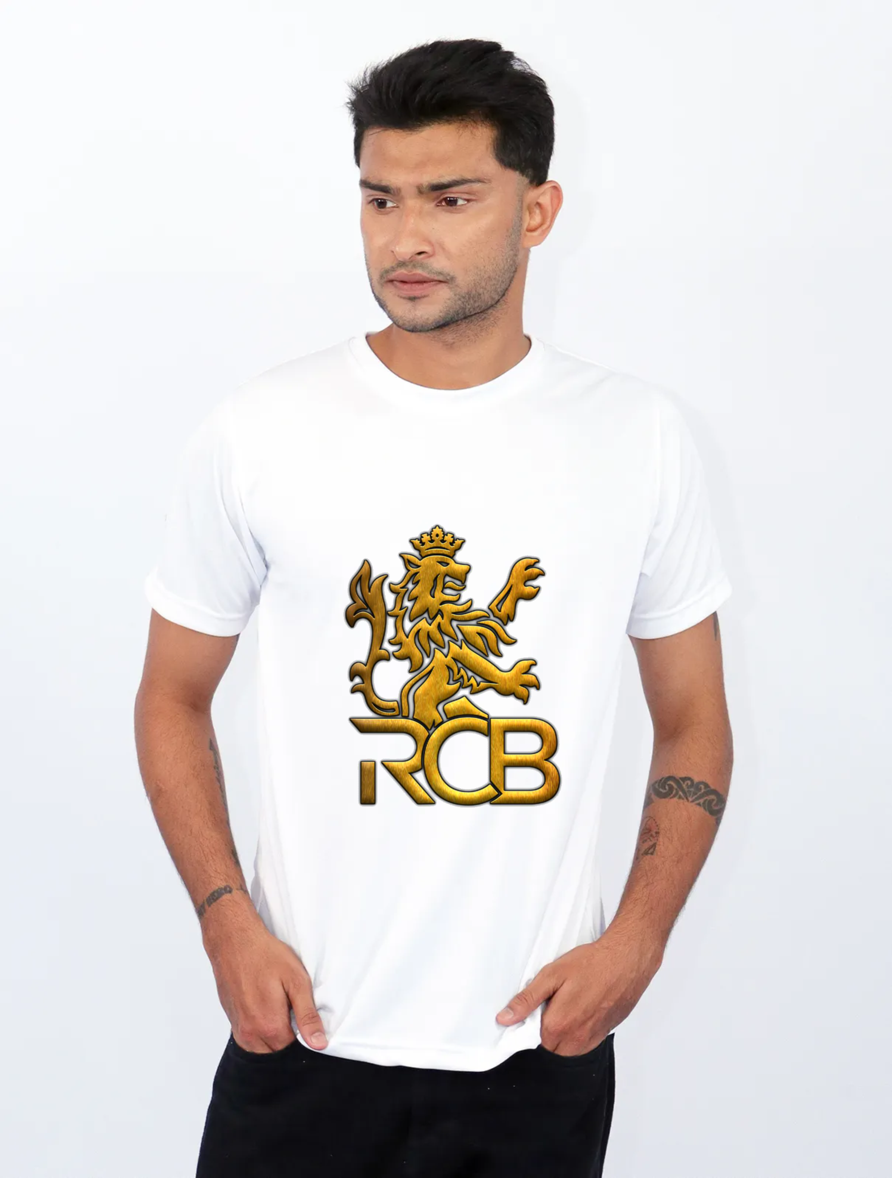 Personalised White Polyester T-shirt (140 GSM, Round Neck) by STS