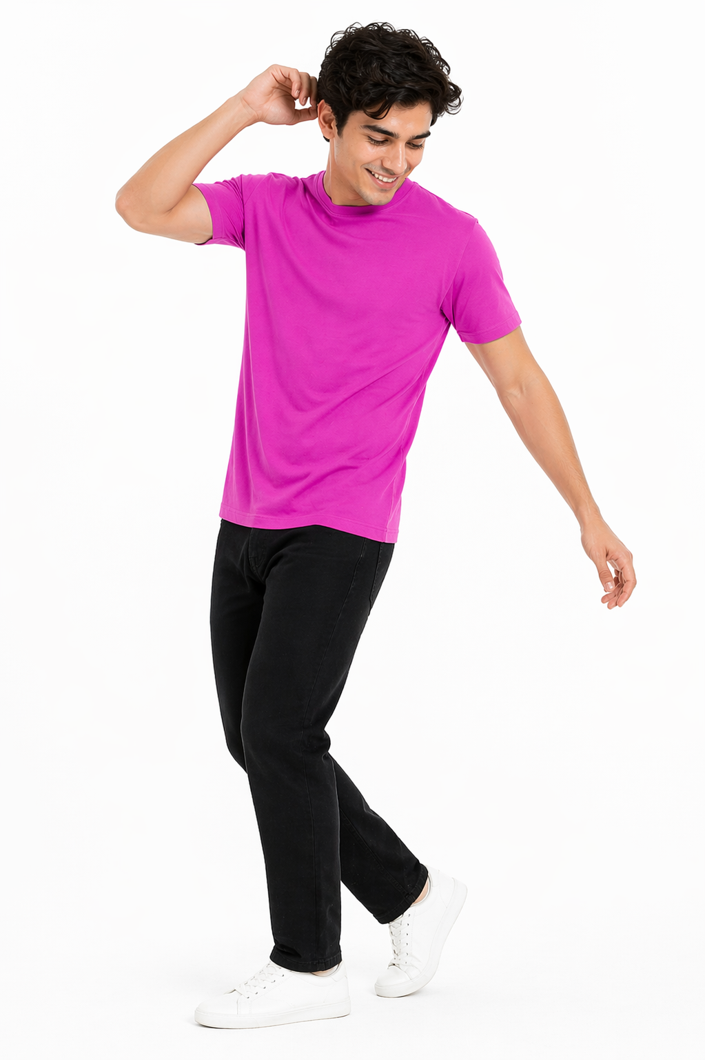 Rani Pink Cotton 180 GSM Regular Fit Round Neck Men’s T-Shirt