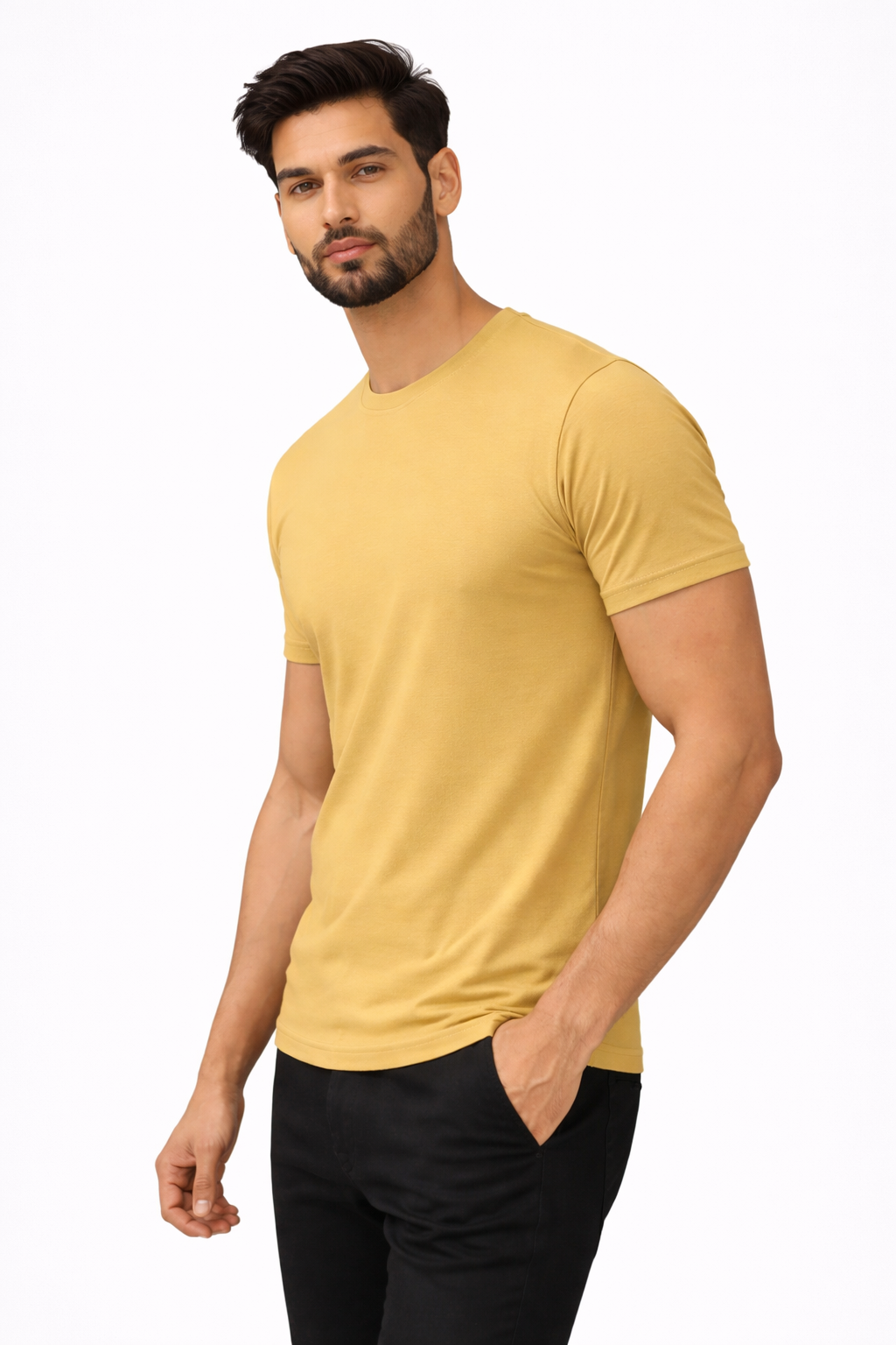 Biscuit Color Cotton Lycra 180 GSM Round Neck Men’s T-Shirt