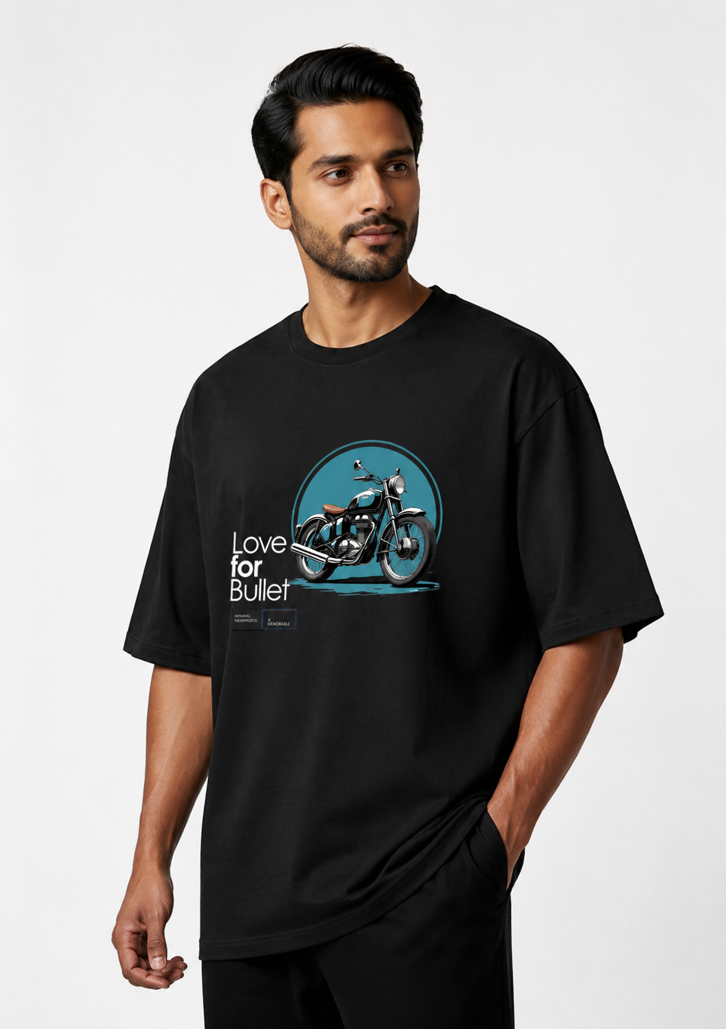 Motorcycle, Bullet, Graphic, Oversized, Men, French Terry, 240 GSM, Black.