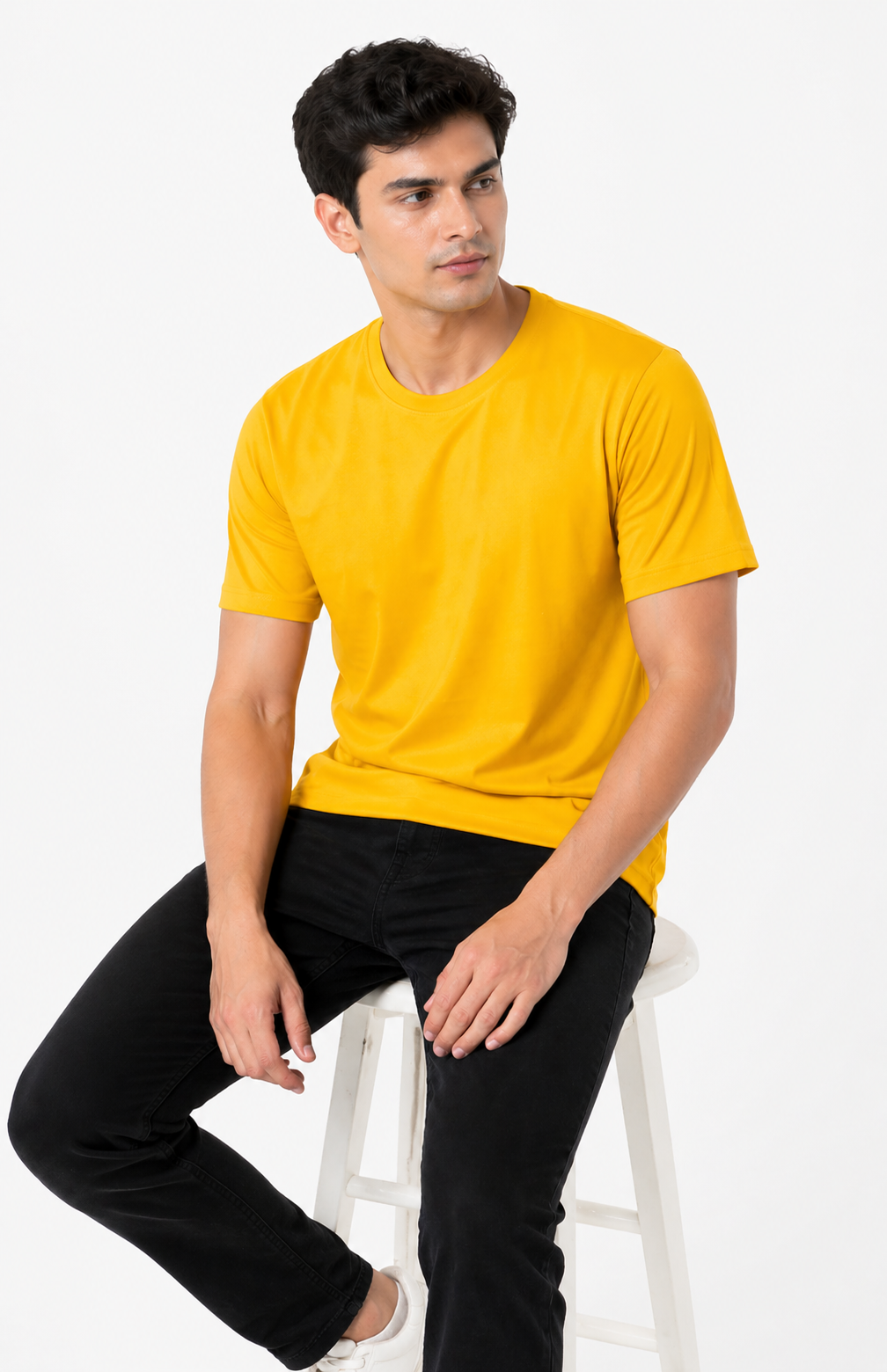 Golden Yellow Polycotton 180 GSM Round Neck Men’s T-Shirt