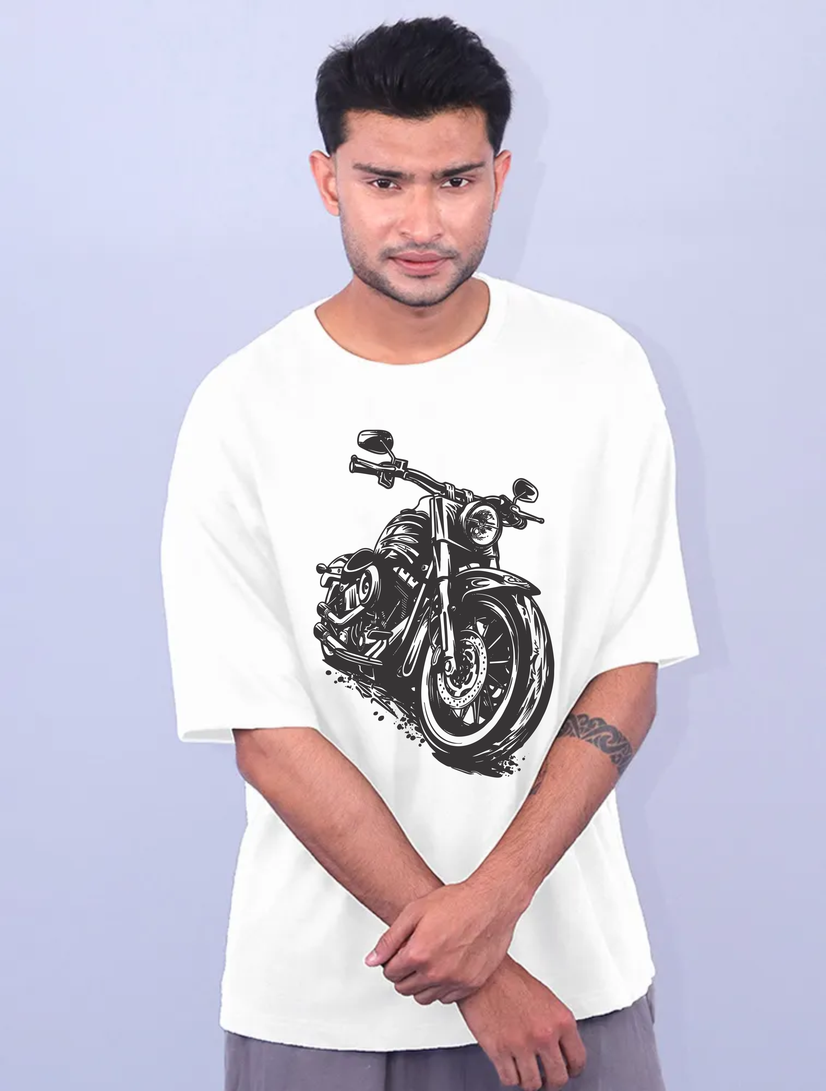 White Oversize Cotton French Terry Half Sleeve 240 GSM Tshirts