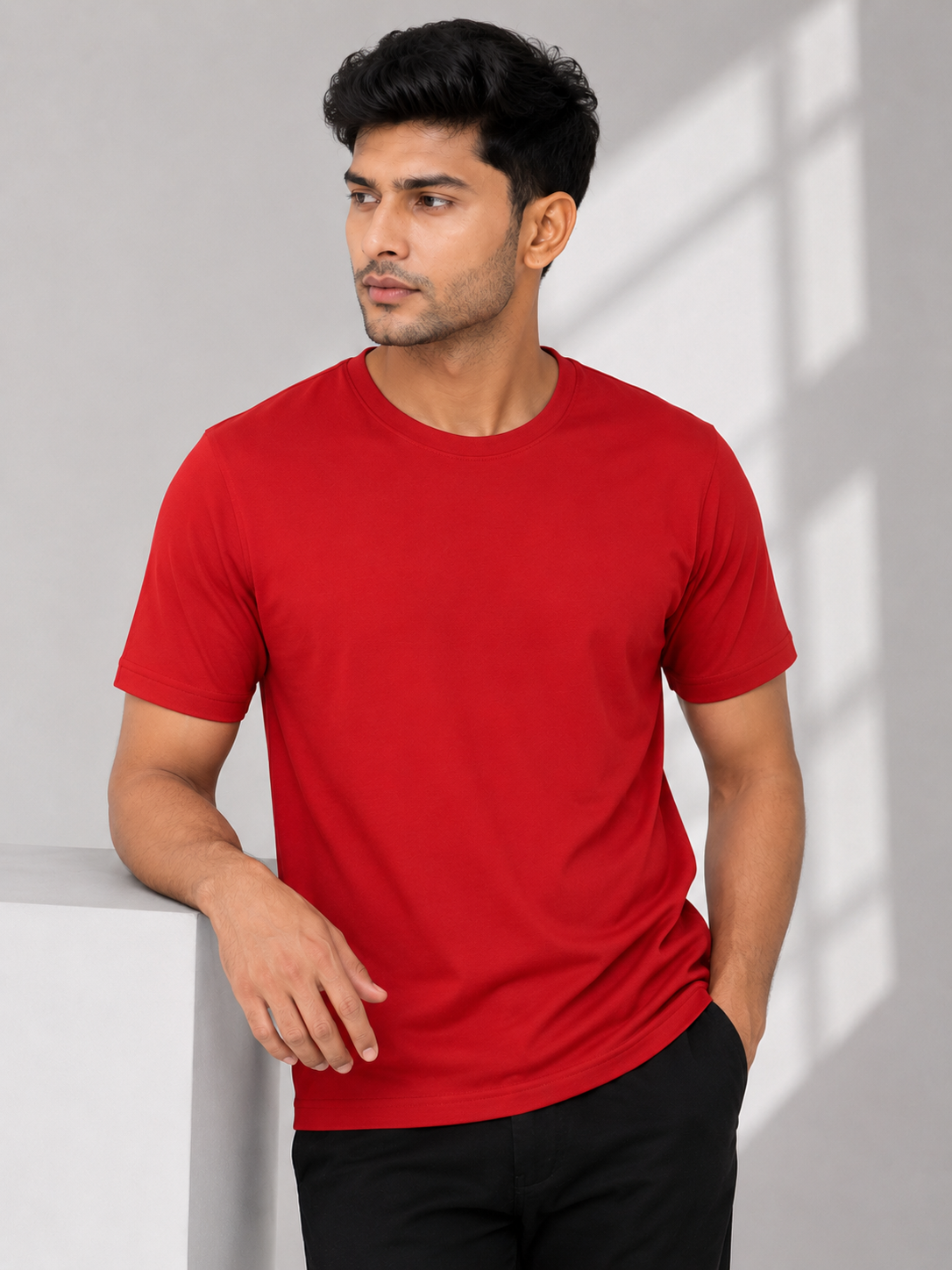 Red Polyester Round Neck 140GSM Tshirts