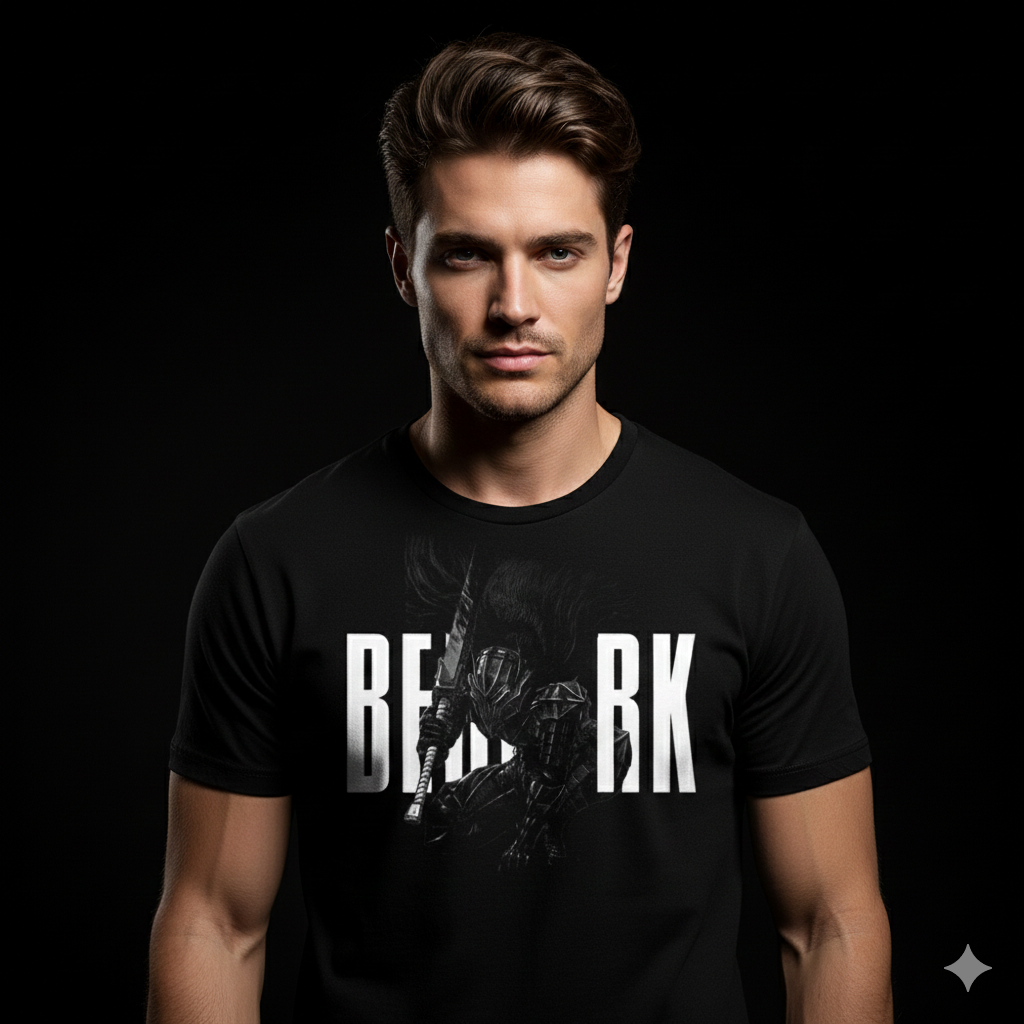 Berserk Premium Black Polycotton 180GSM Round Neck Tshirts