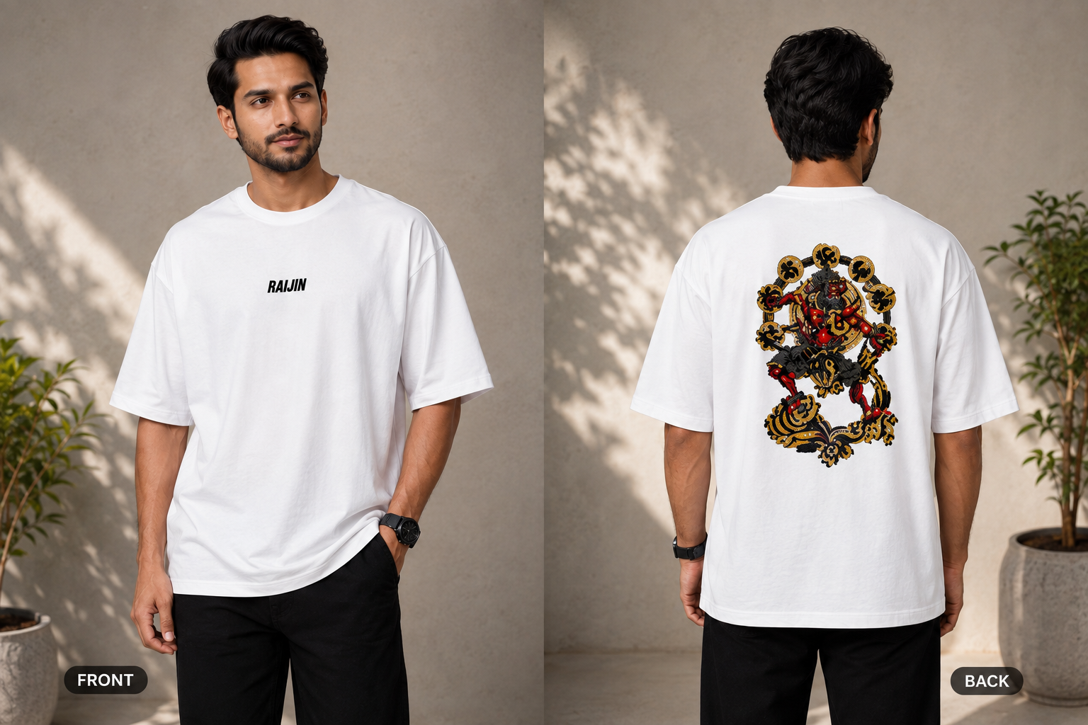 Raijin Oversize Cotton French Terry T-Shirt 240 GSM White